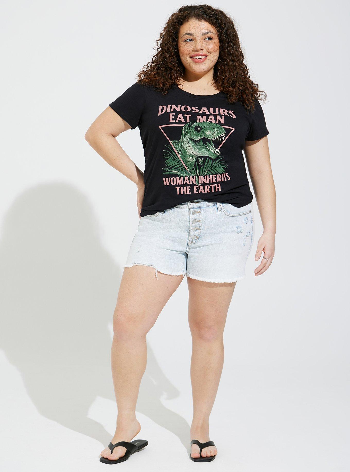 Universal Jurassic Park Classic Fit Scoop Neck Rip Back Top, DEEP BLACK, alternate