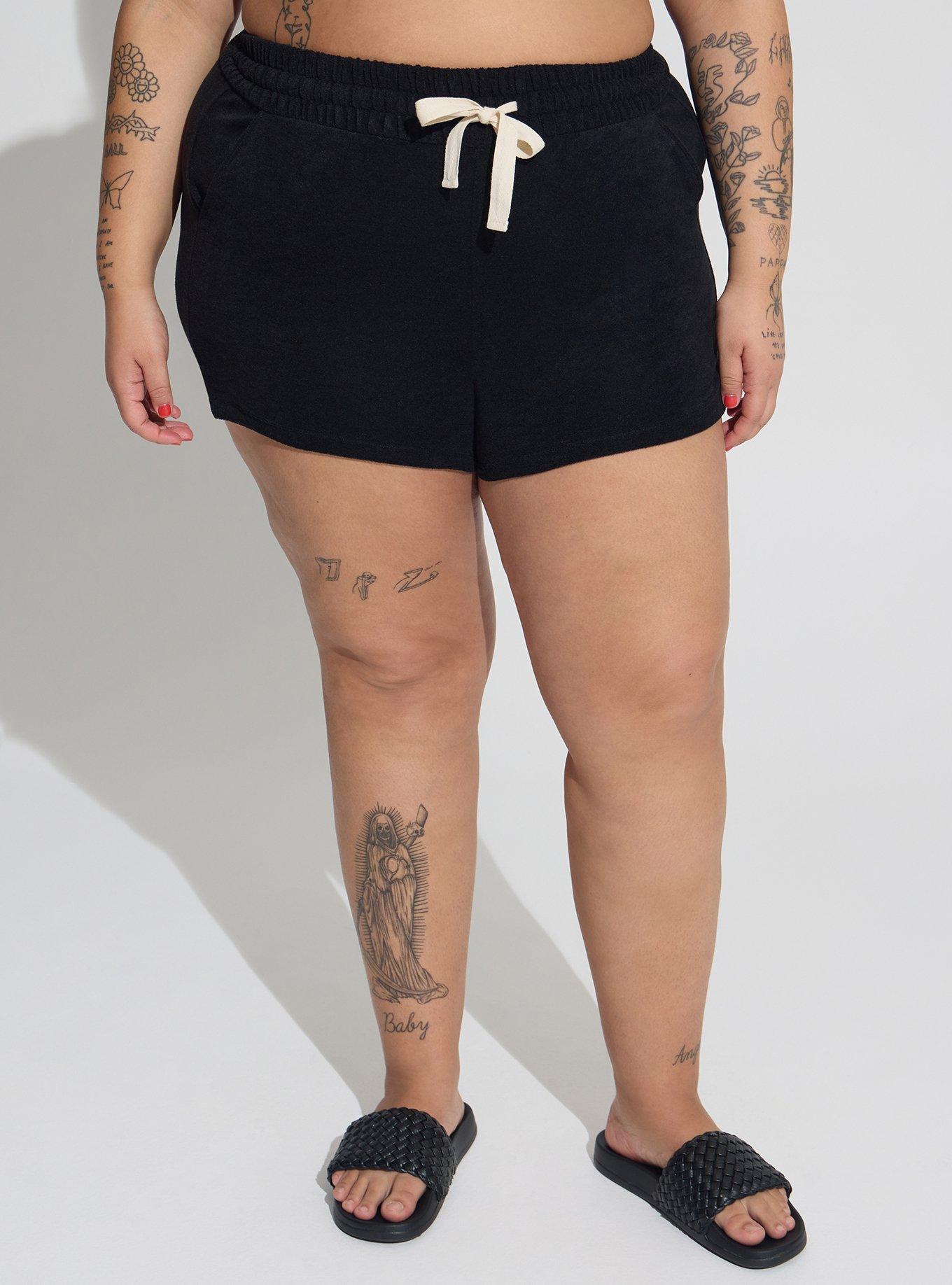 Terry Cloth Split Side Beach Short, DEEP BLACK, alternate