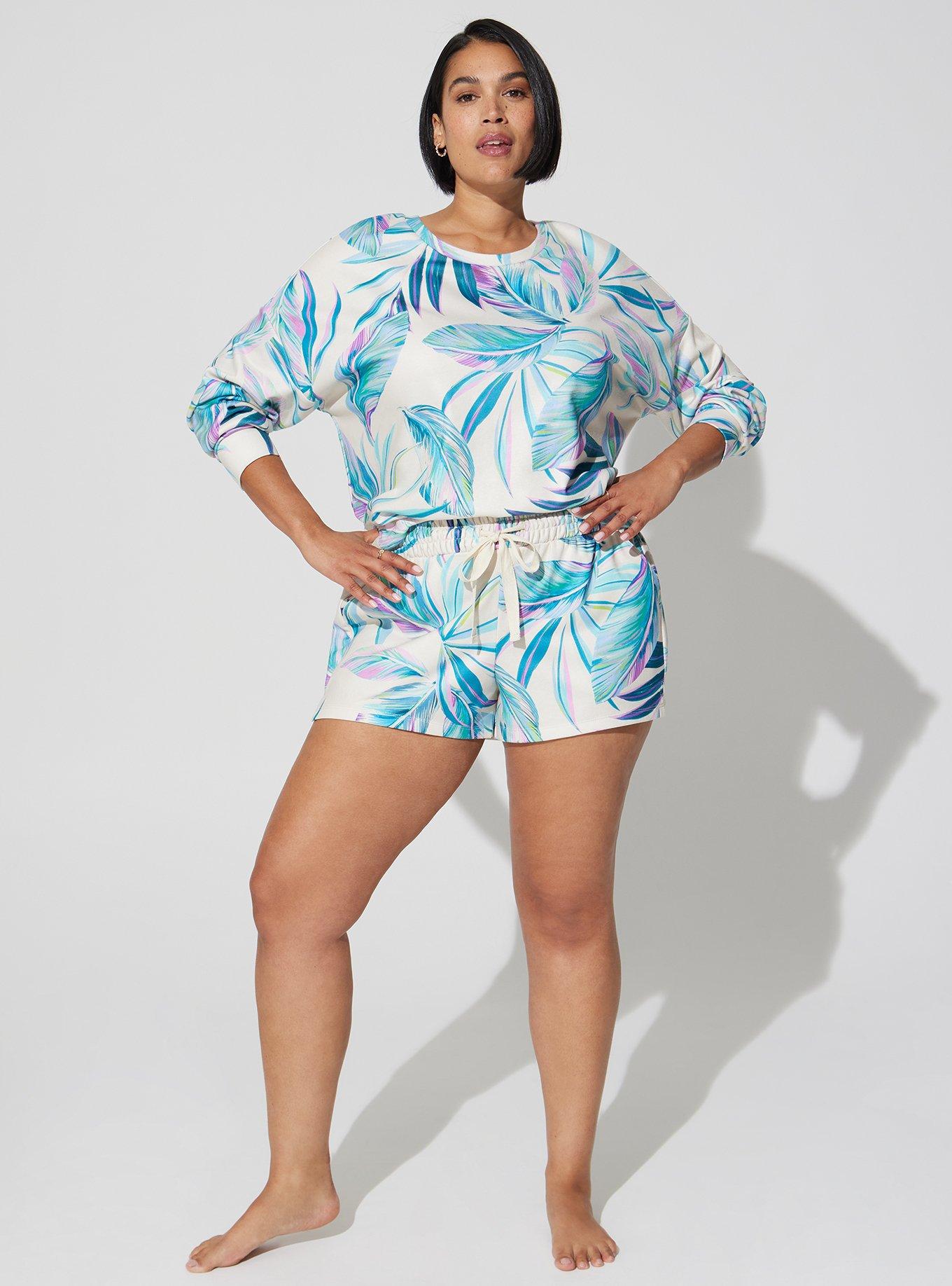 Terry Cloth Split Side Beach Short, PRETTY SUMMER LEAVES PRISTINE, alternate