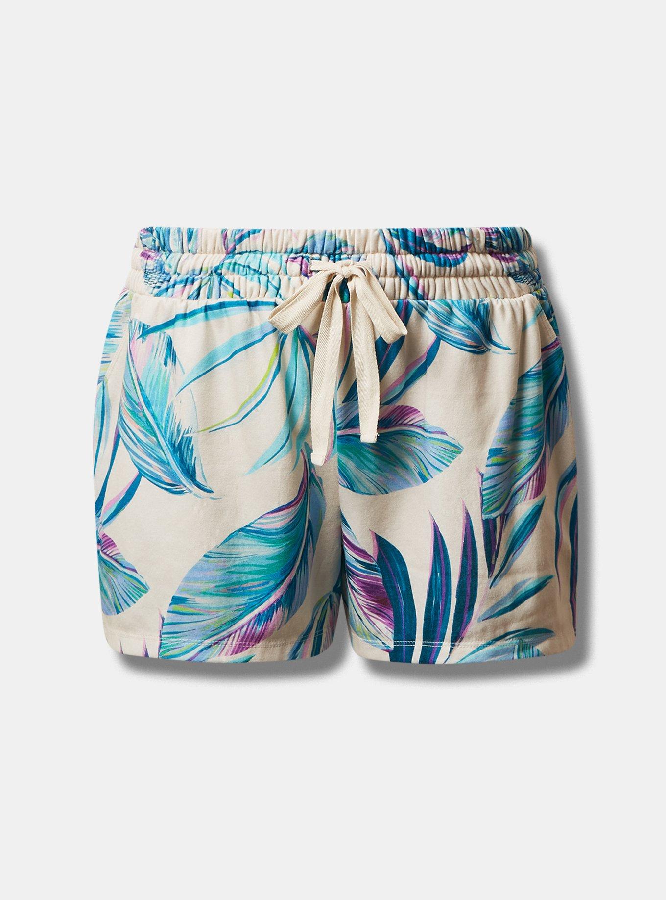 Terry Cloth Split Side Beach Short, PRETTY SUMMER LEAVES PRISTINE, hi-res