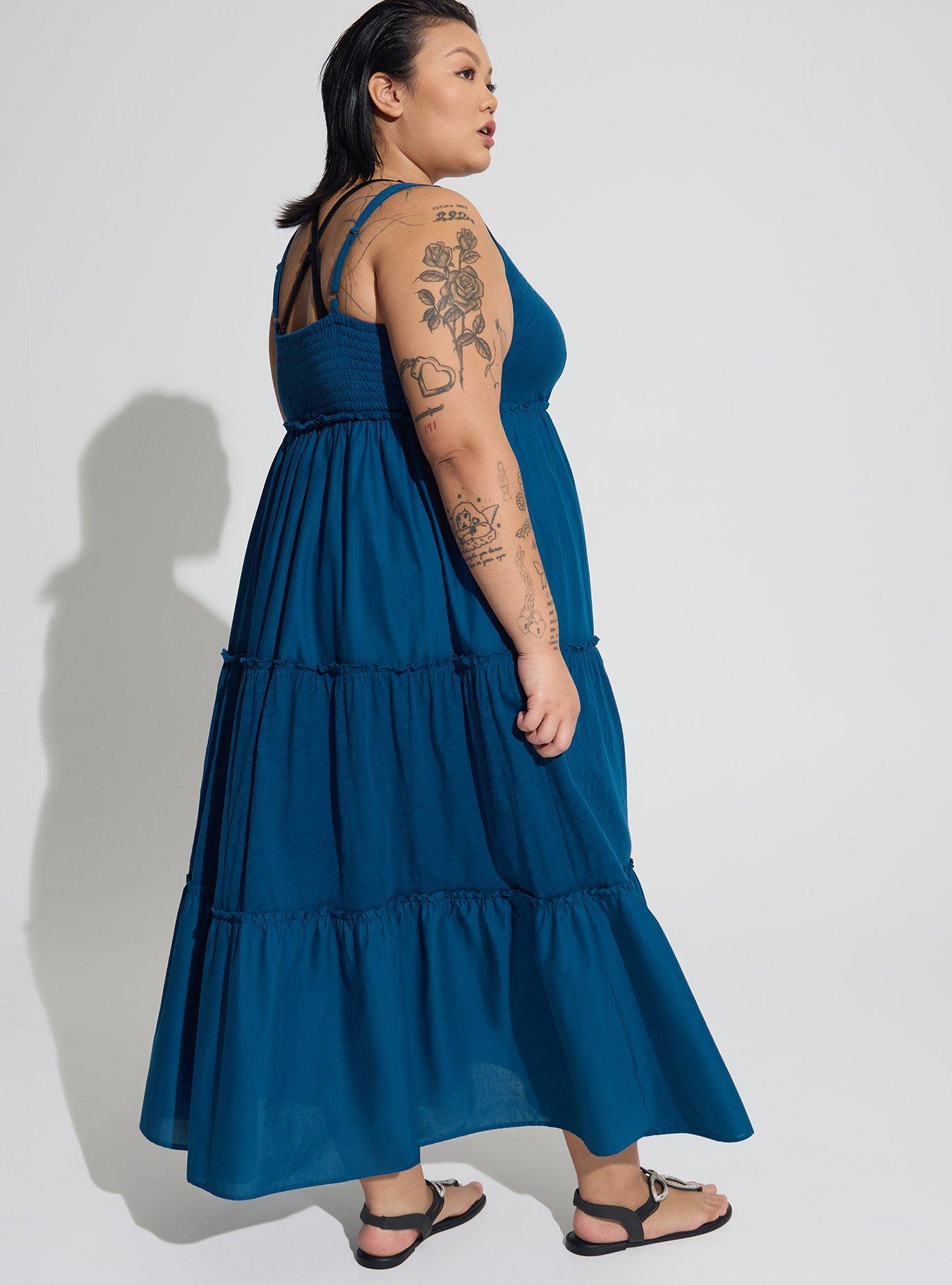 Plus Size - Midi Cotton Ruffle Beach Dress - Torrid