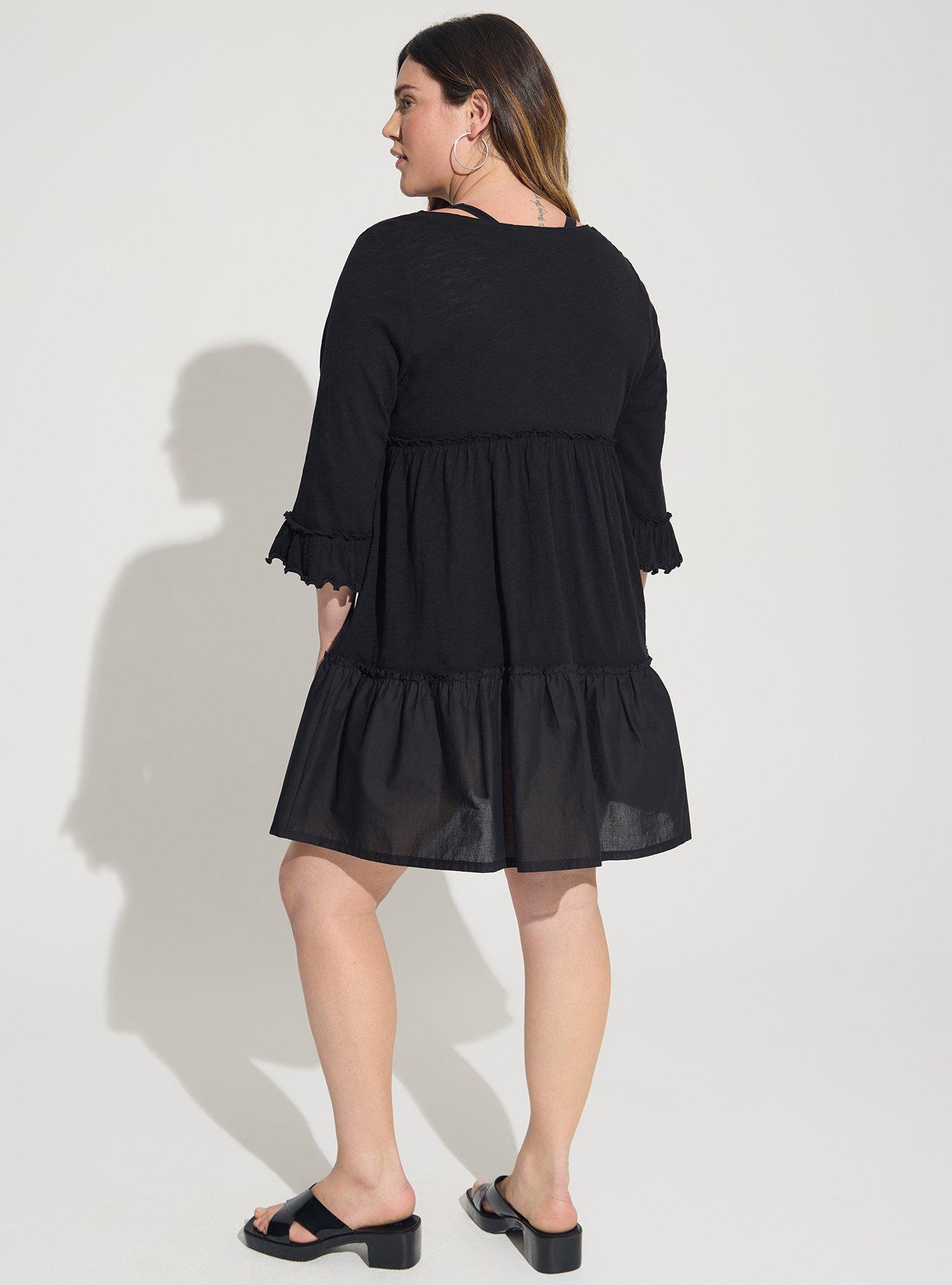 Plus Size - Mini Cotton Ruffle Long Sleeve Beach Dress - Torrid