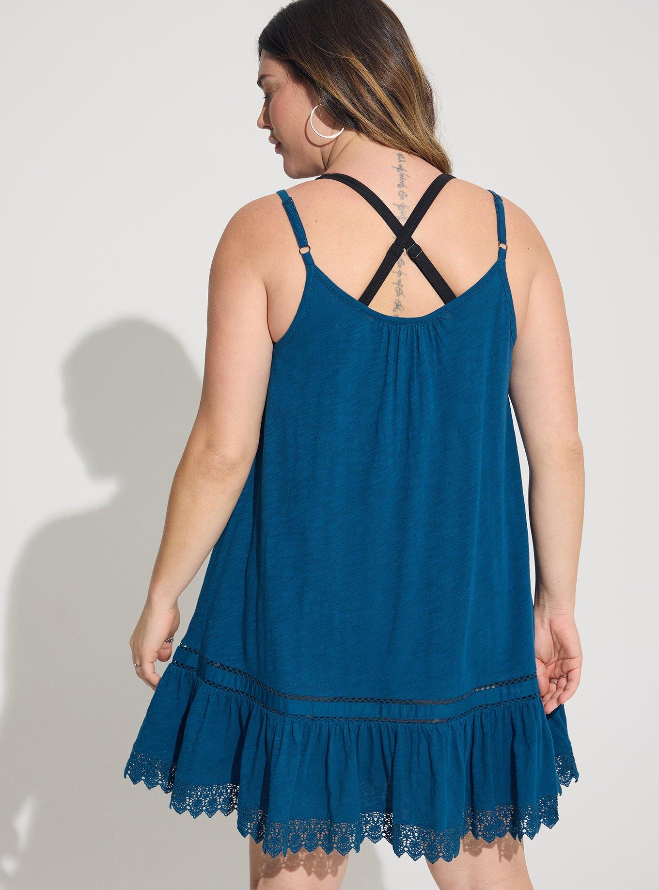 Midi Cotton Crochet Ruffle Beach Dress, POSEIDON, alternate