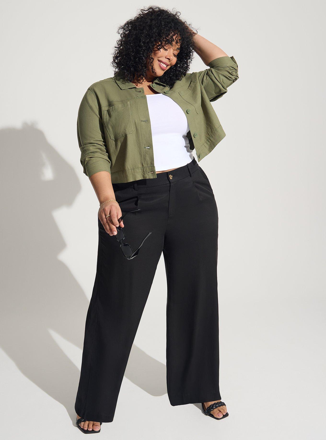 Plus Size Linen Crop Patch Pocket Jacket Torrid