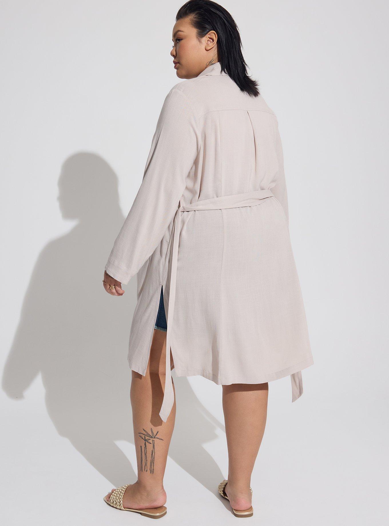 Rayon Slub Drape Trench, CHATEAU GRAY, alternate