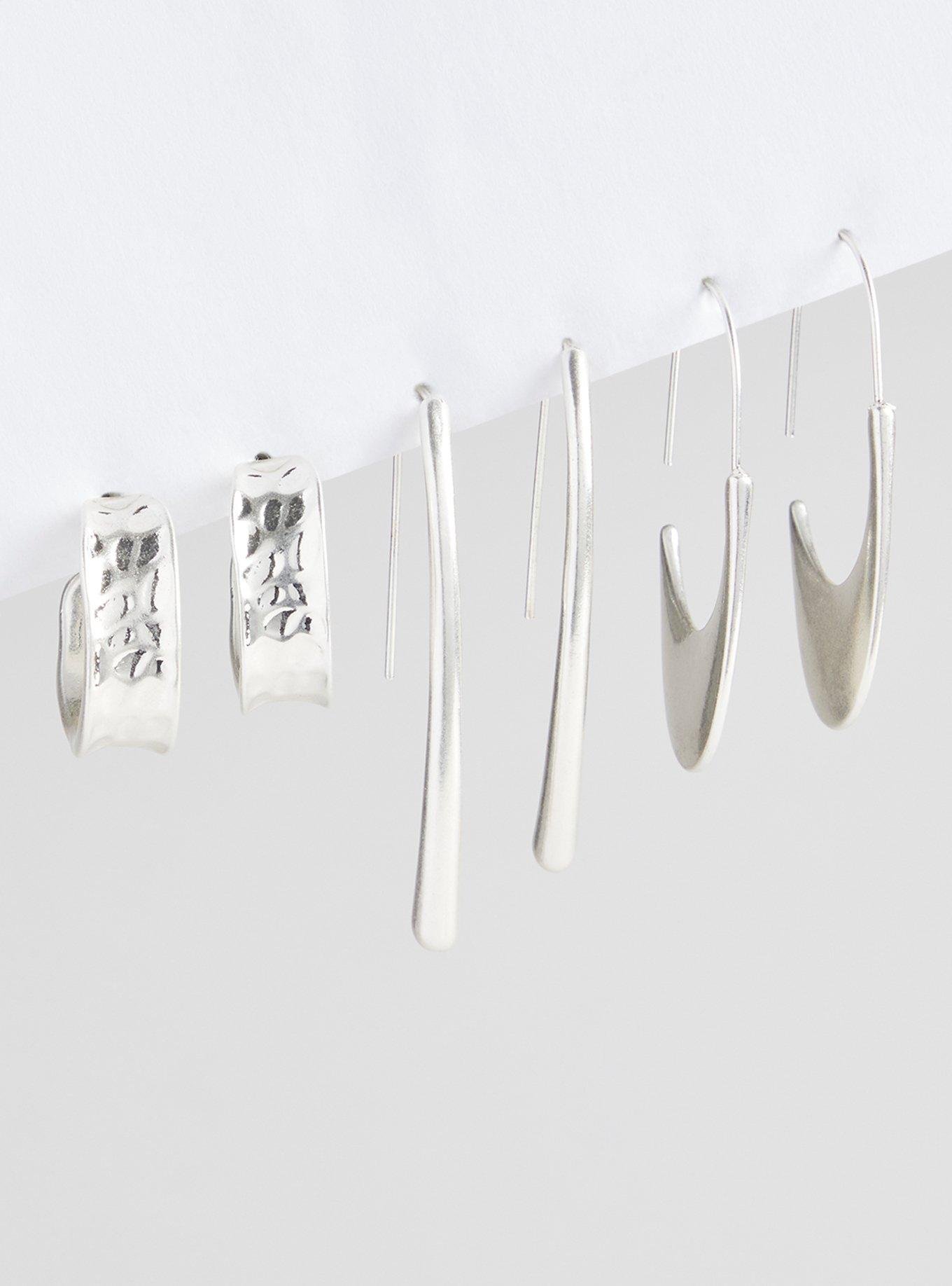 Plus Size - Textured Hoop And Bar Earring Set - Torrid
