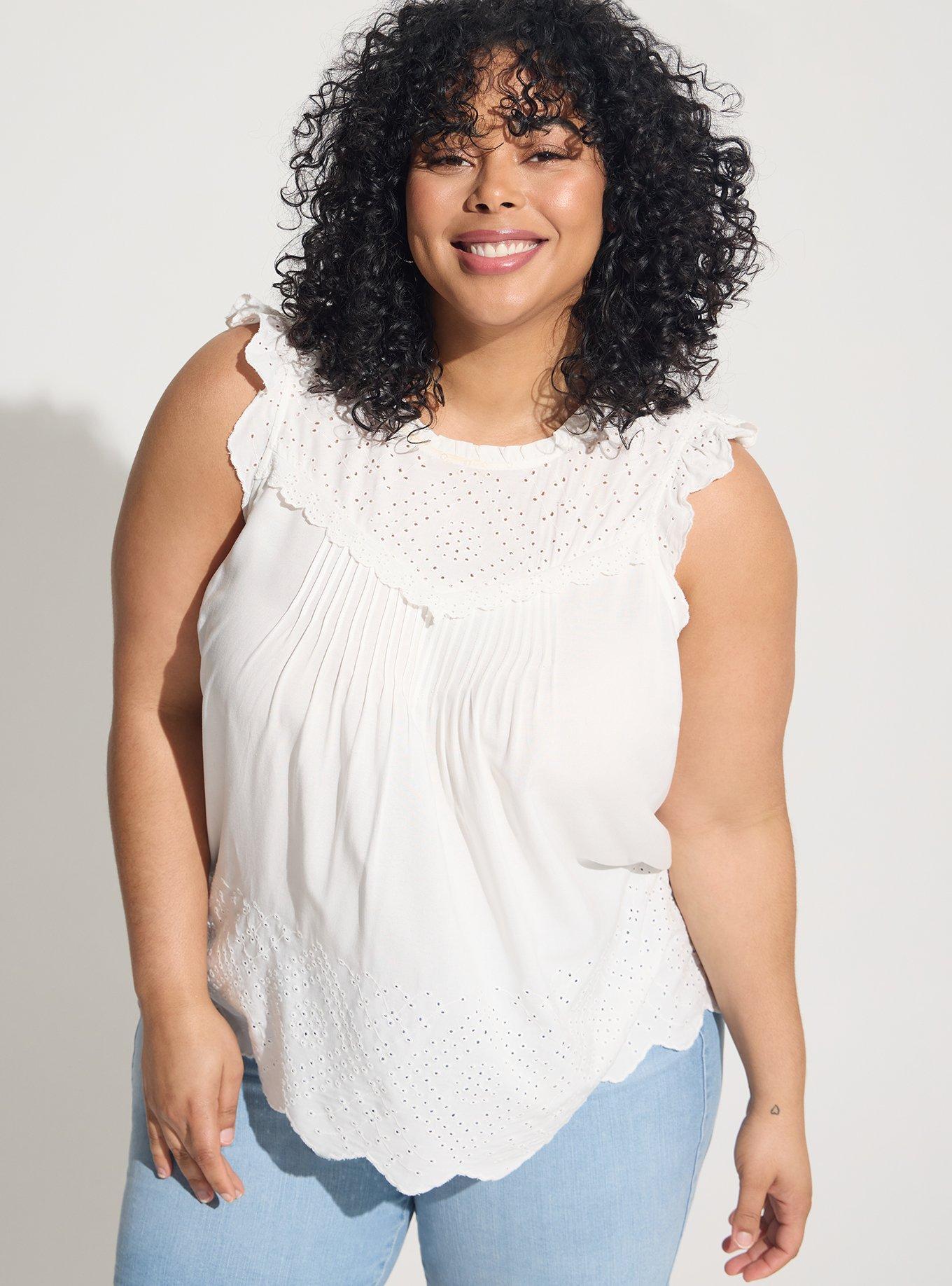 Torrid White Eyelet Fit & Flare Top, Size 3