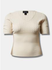 Fitted Pullover V-neck Sweater, PRISTINE, hi-res