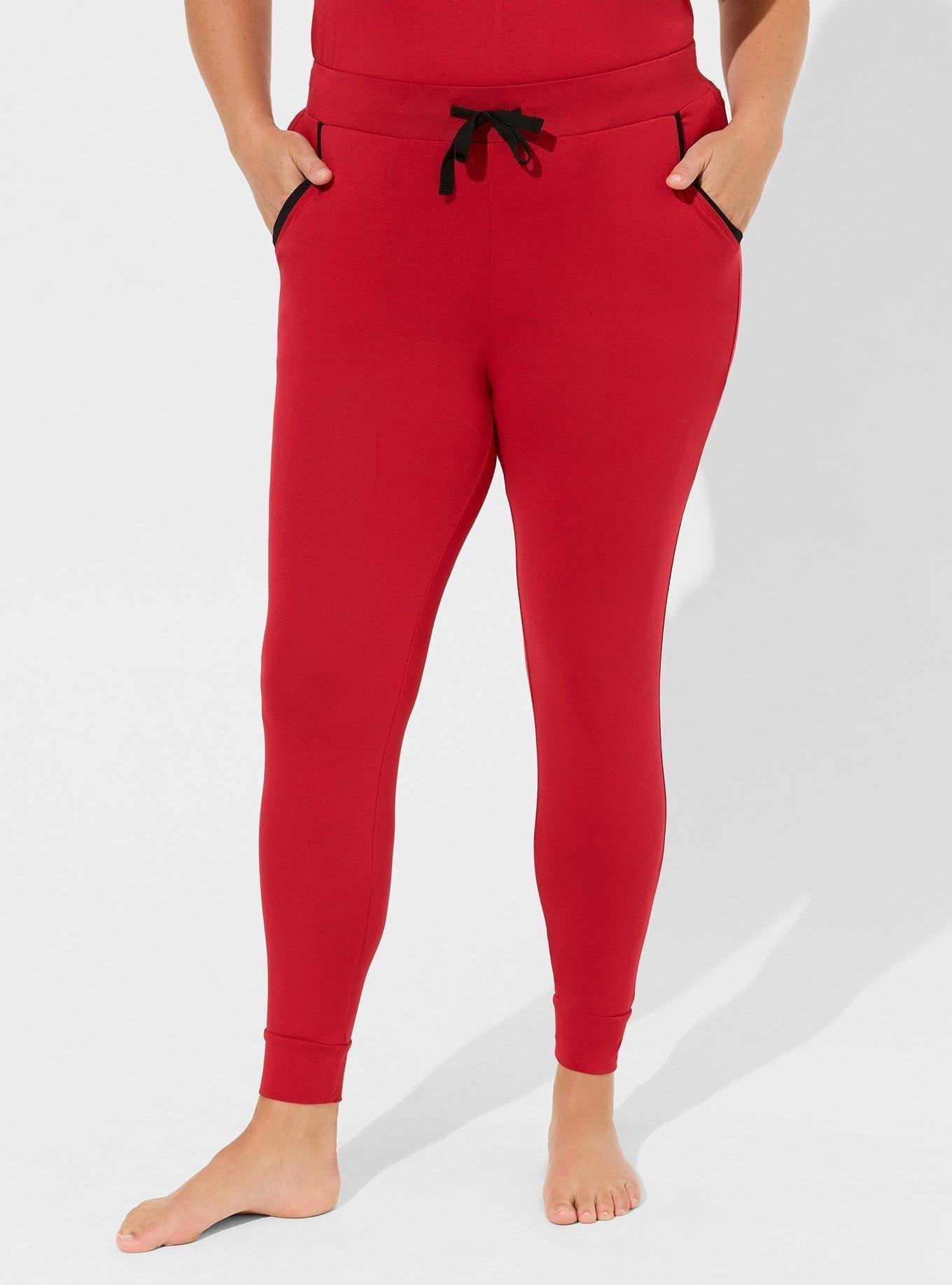 Super Soft Bamboo Jersey Full Length Sleep Jogger, JESTER RED DEEP BLACK, alternate