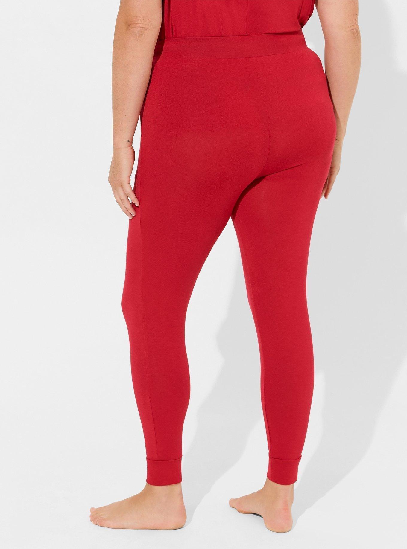 Super Soft Bamboo Jersey Full Length Sleep Jogger, JESTER RED DEEP BLACK, alternate