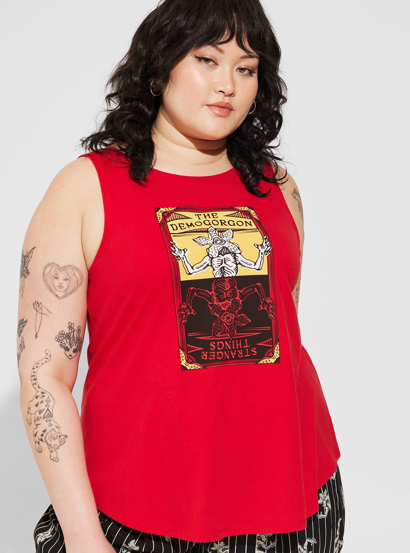 Plus Size Netflix Stranger Things Demogorgon Classic Fit Scoop Neck Tank Top Licensed, RED, hi-res