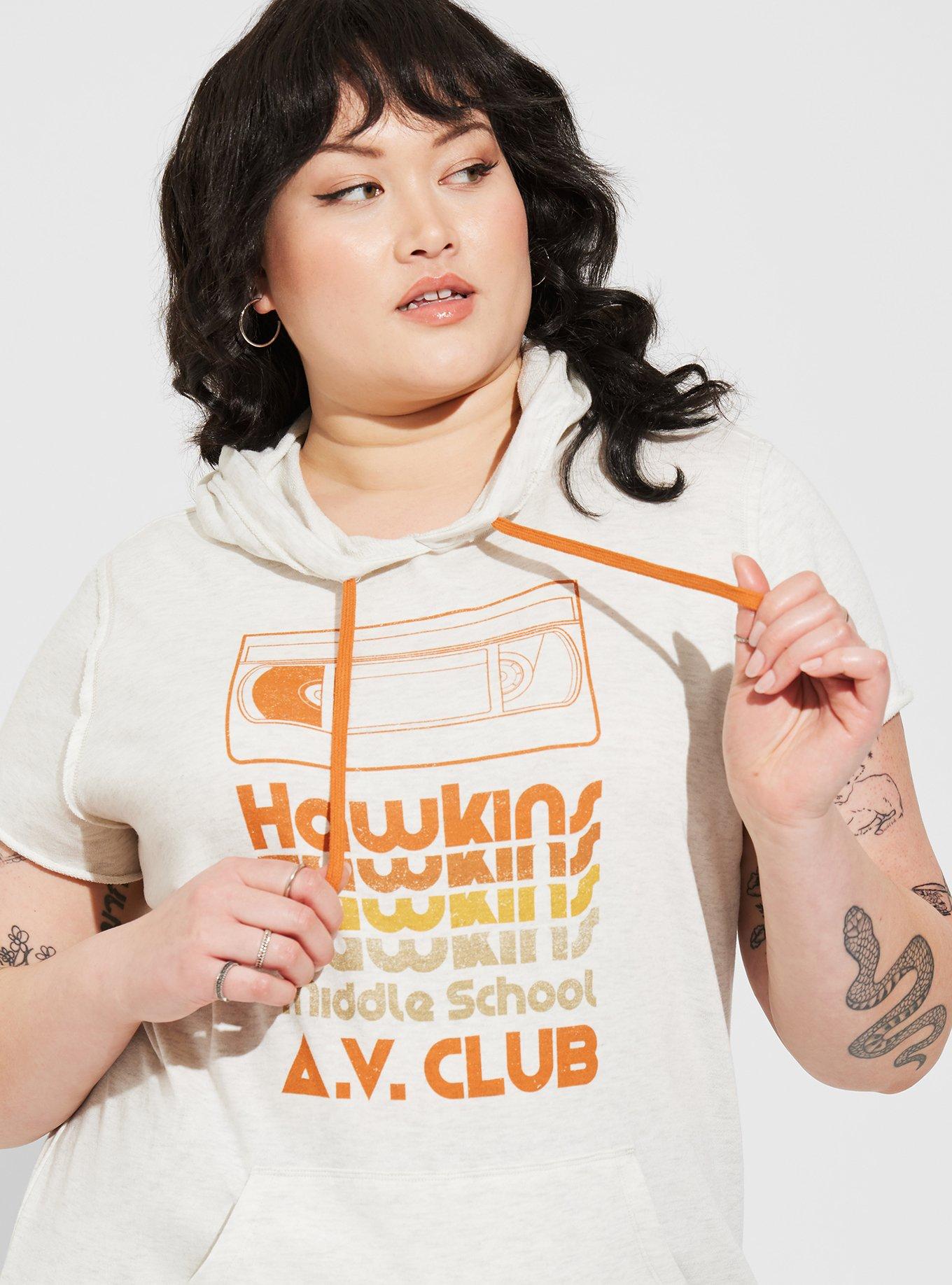 Netflix Stranger Things AV Club Cozy Fleece Short Sleeve Hoodie, OATMEAL HEATHER, alternate