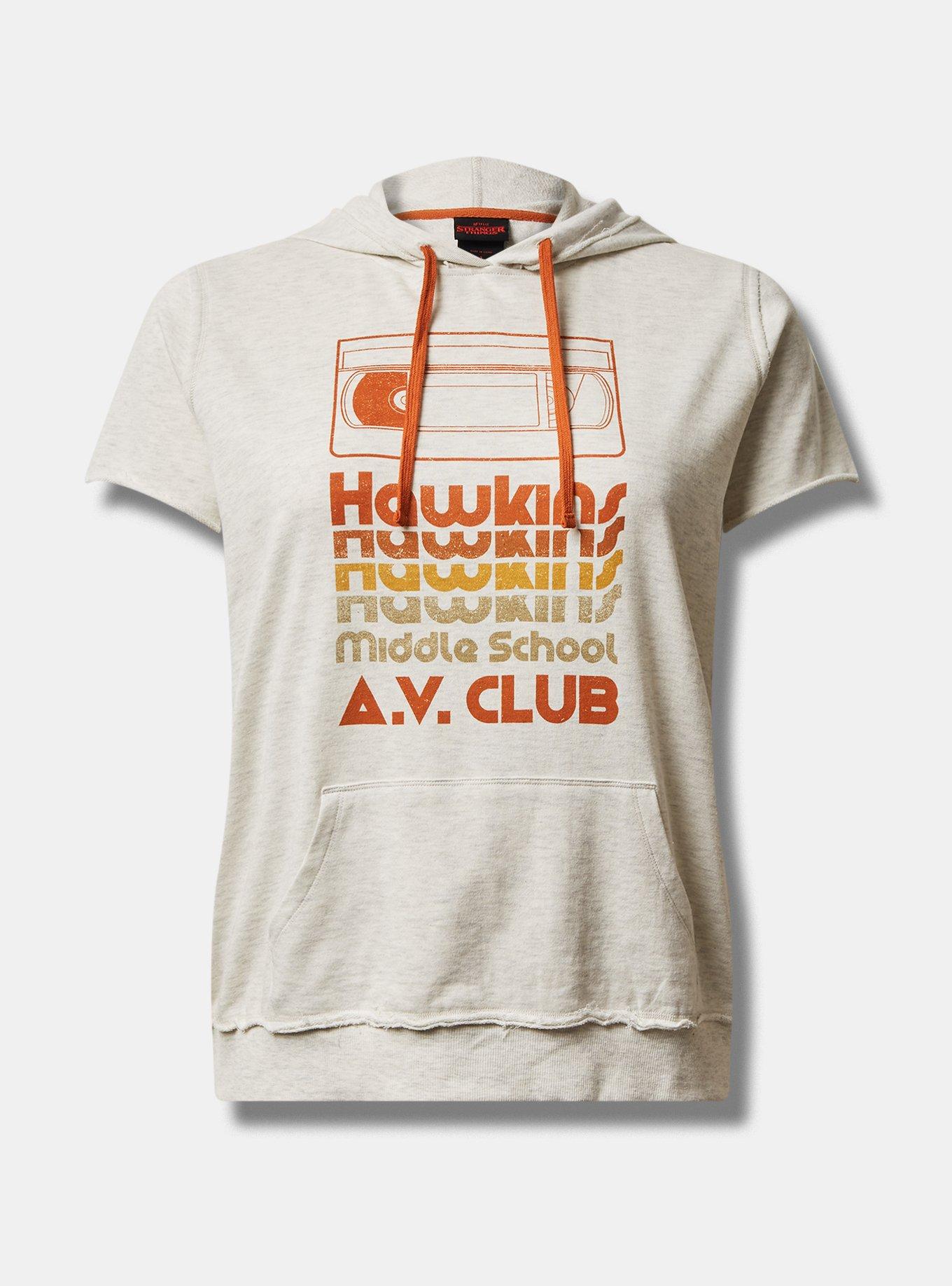 Netflix Stranger Things AV Club Cozy Fleece Short Sleeve Hoodie, OATMEAL HEATHER, hi-res