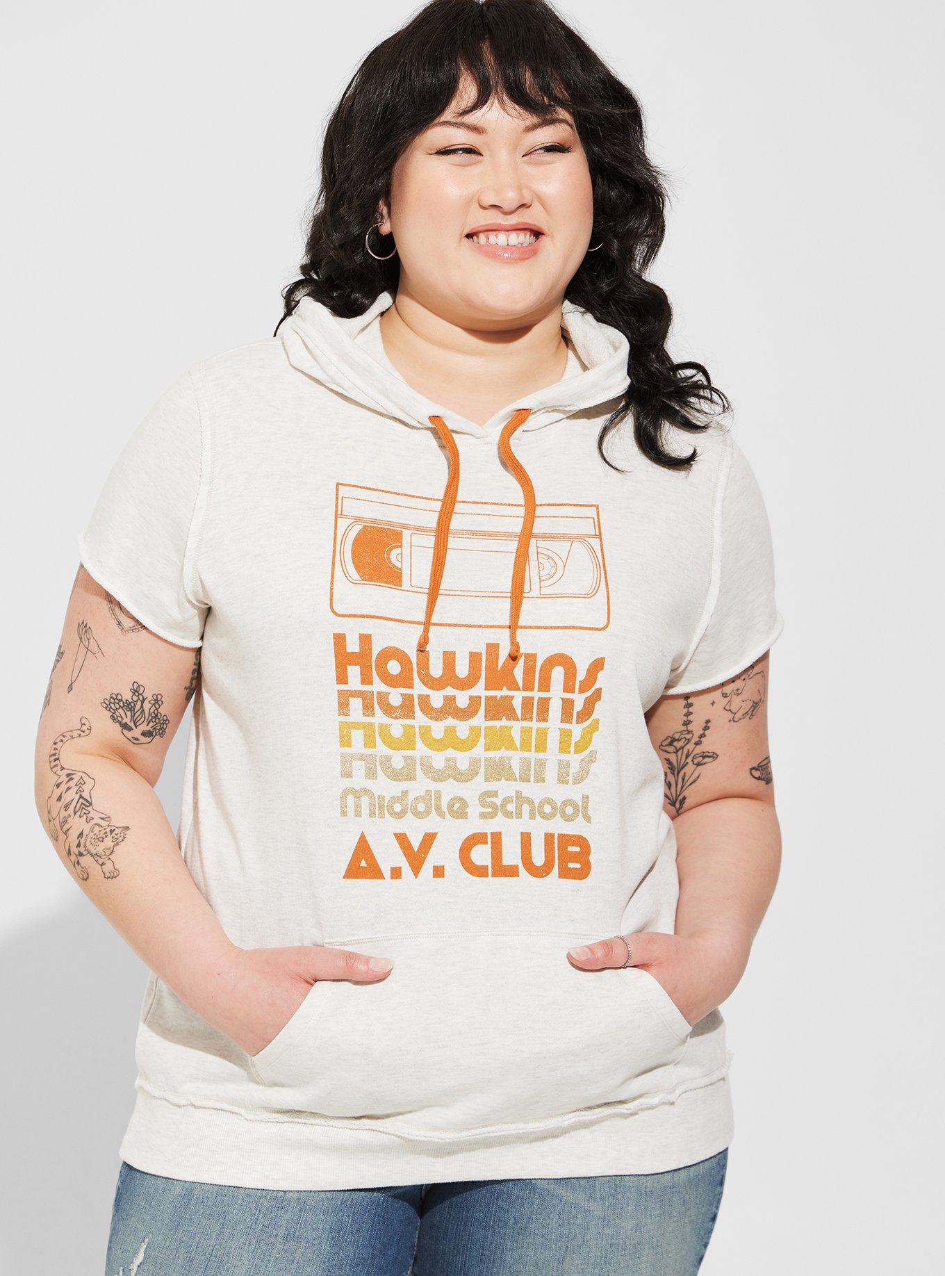 Netflix Stranger Things AV Club Cozy Fleece Short Sleeve Hoodie, OATMEAL HEATHER, hi-res