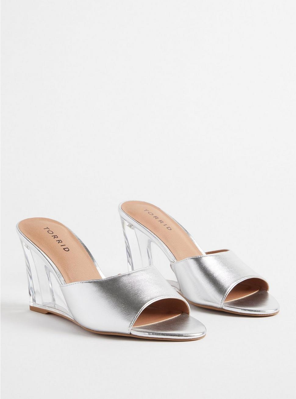 Lucite Wedge Mule (WW), SILVER, hi-res