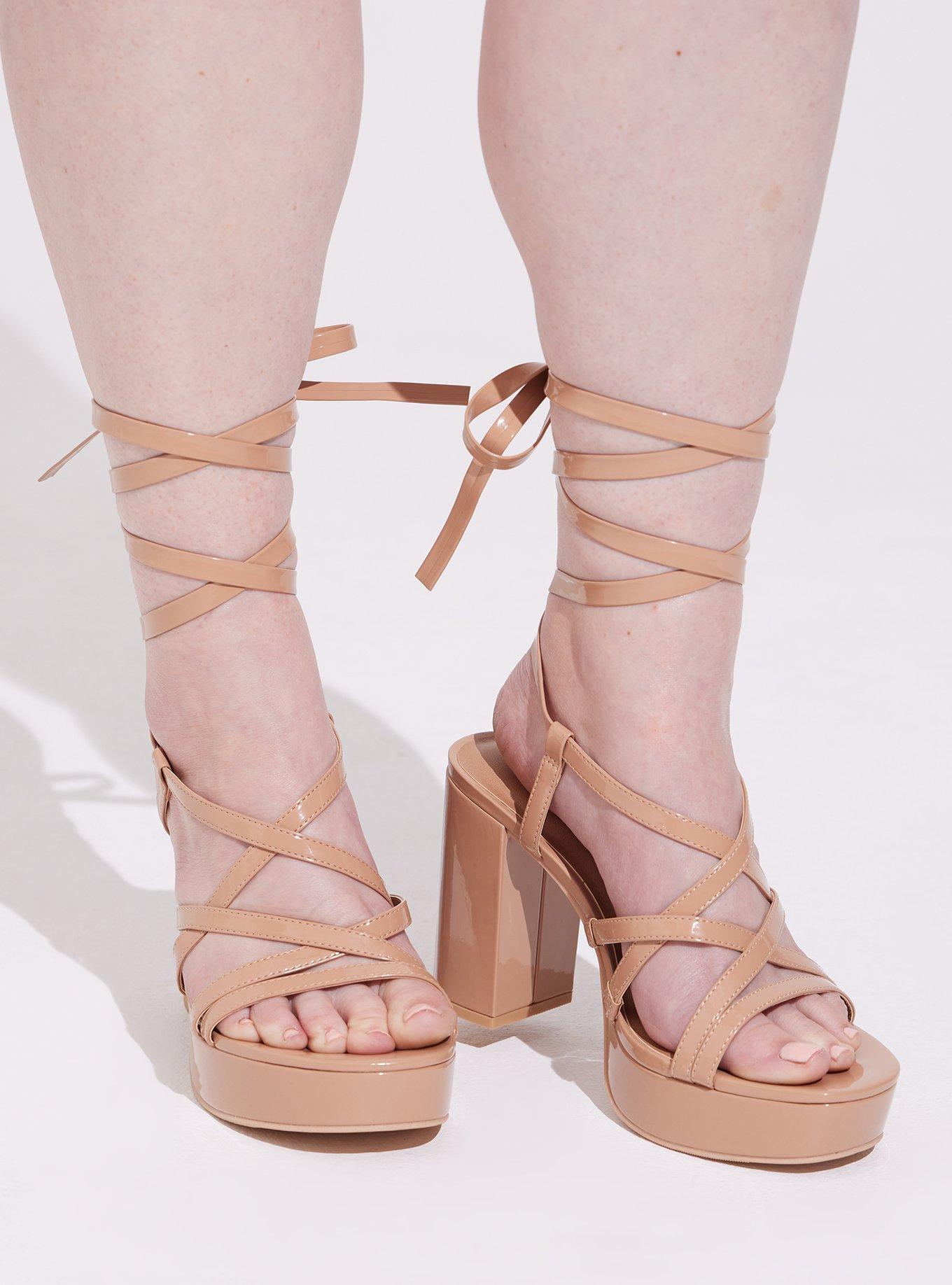 Lace up beige outlet heels