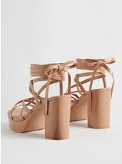 Strappy Lace Up Platform Heeled Sandal (WW), BEIGE, alternate