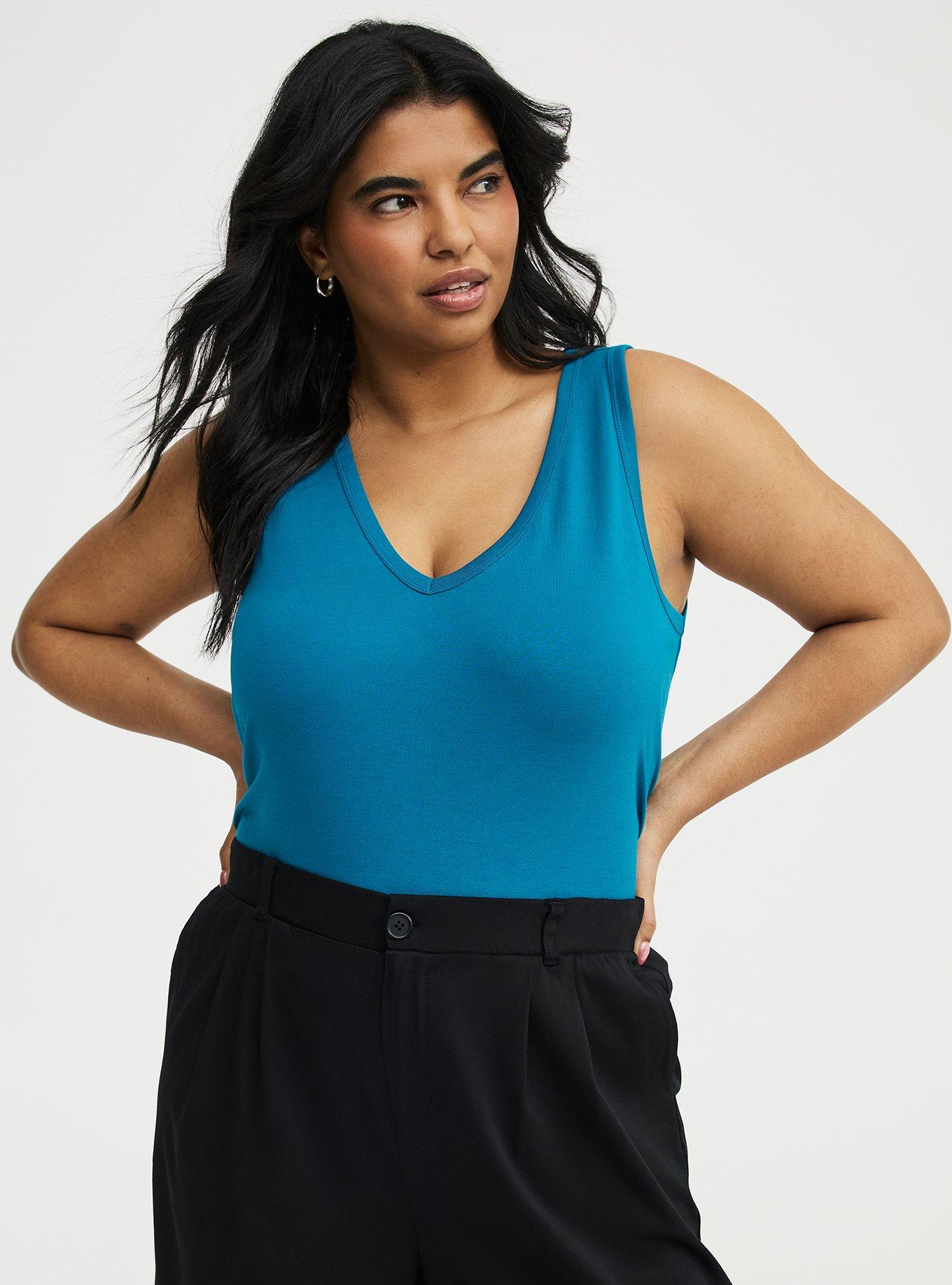 Girlfriend Signature Jersey V-Neck Tank, OCEAN DEPTHS, alternate