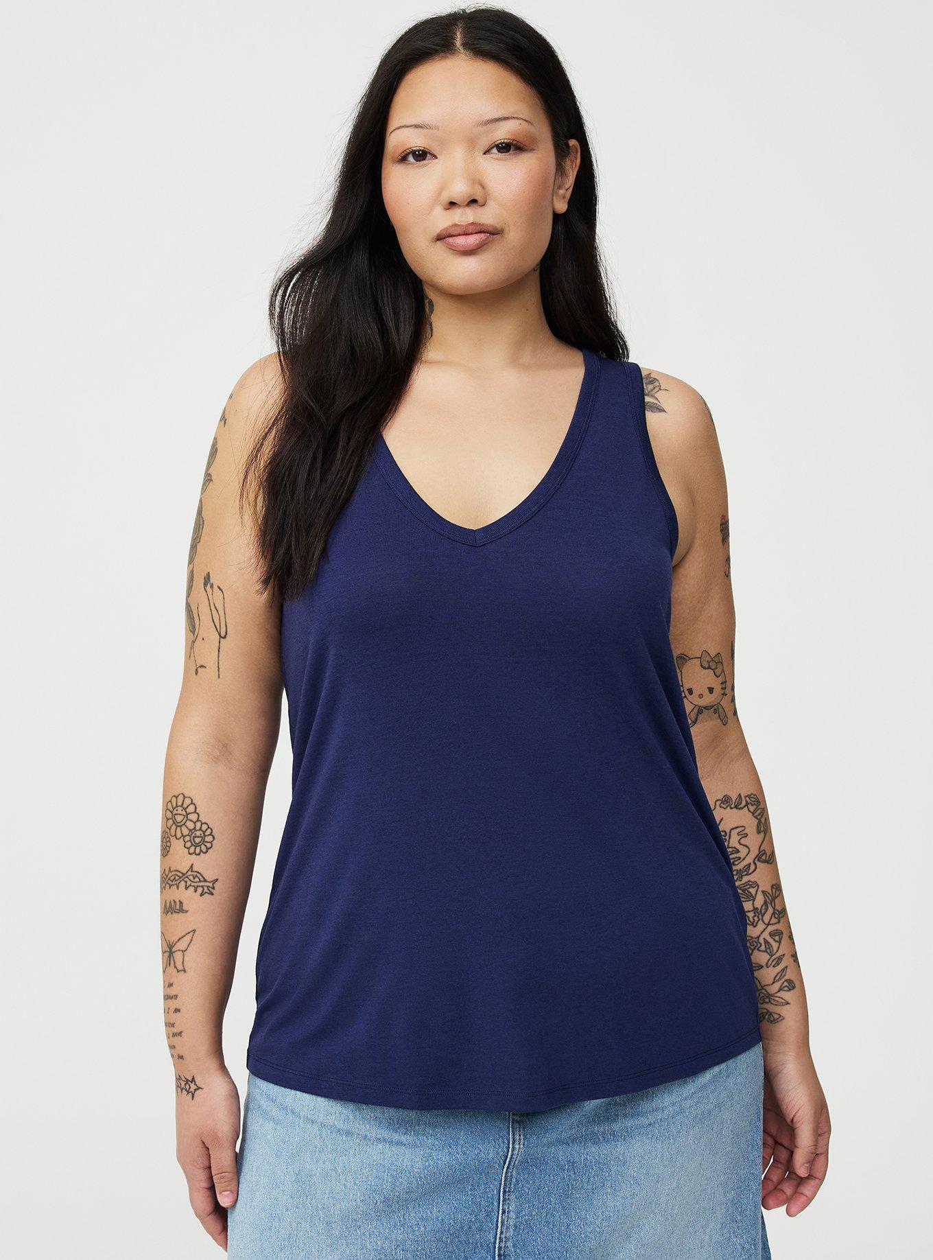 Girlfriend Signature Jersey V-Neck Tank, MEDIEVAL BLUE, alternate