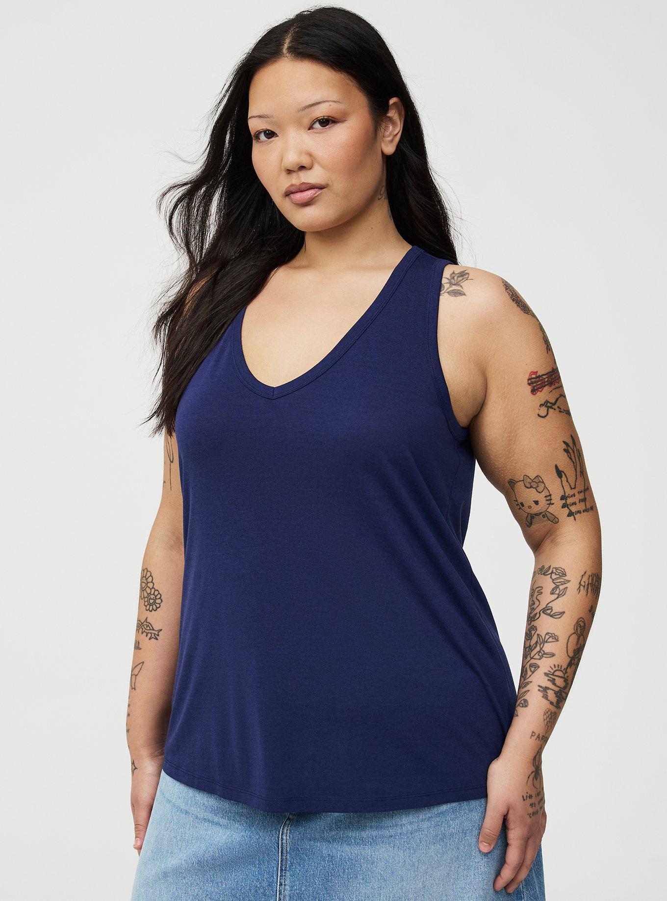 Girlfriend Signature Jersey V-Neck Tank, MEDIEVAL BLUE, alternate