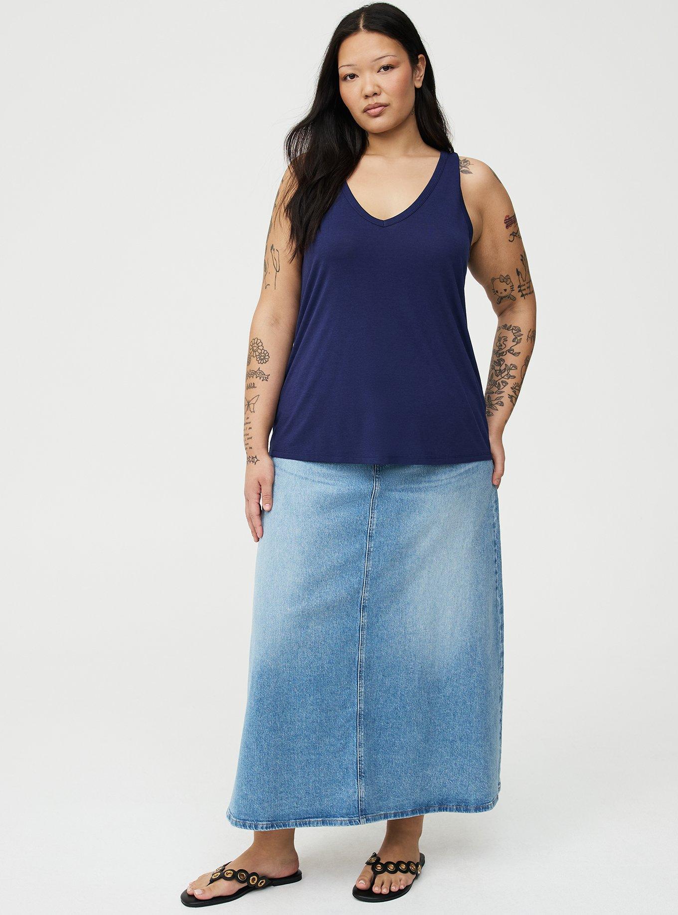 Girlfriend Signature Jersey V-Neck Tank, MEDIEVAL BLUE, hi-res