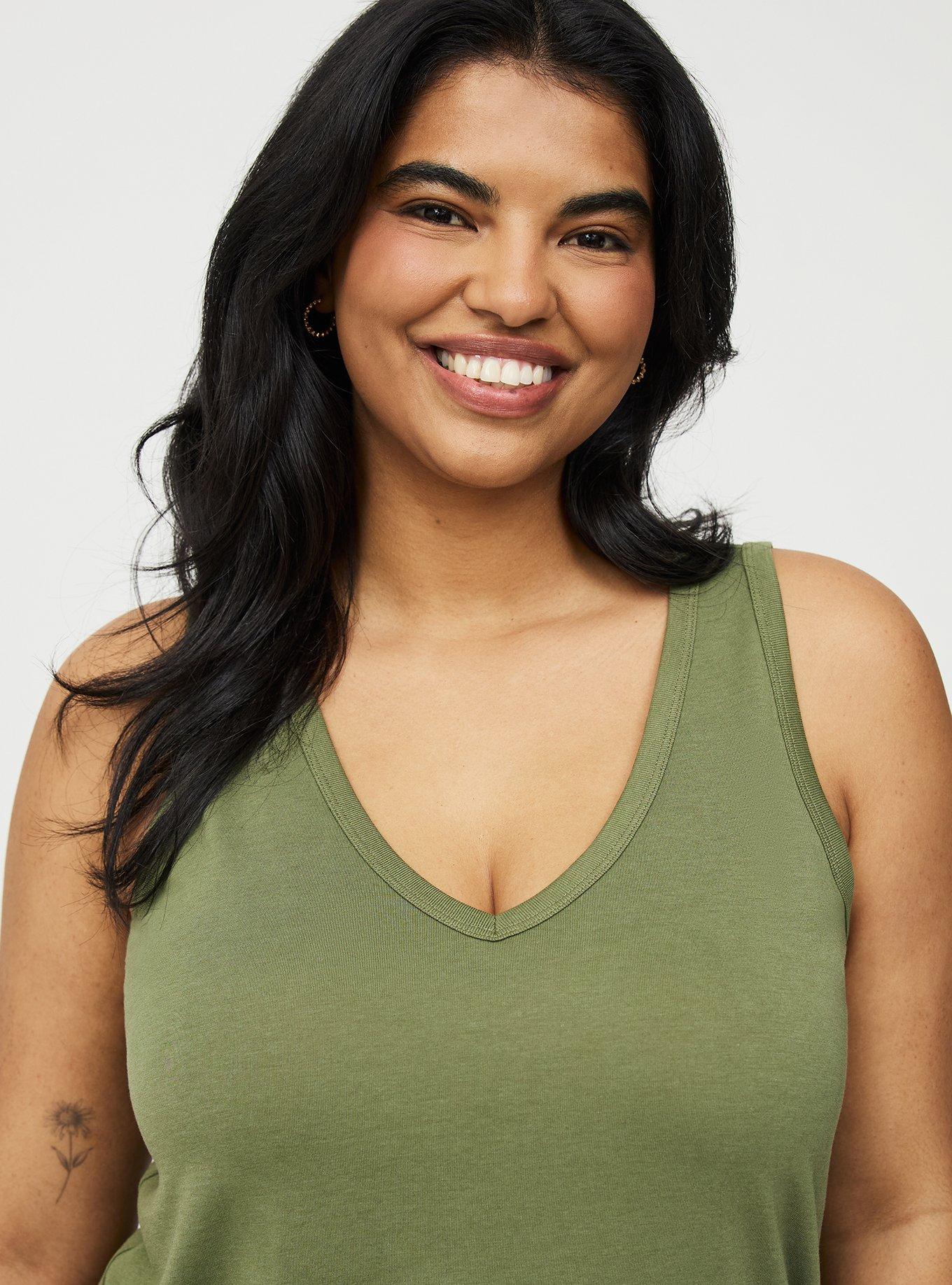 Girlfriend Signature Jersey V-Neck Tank, OLIVINE, alternate