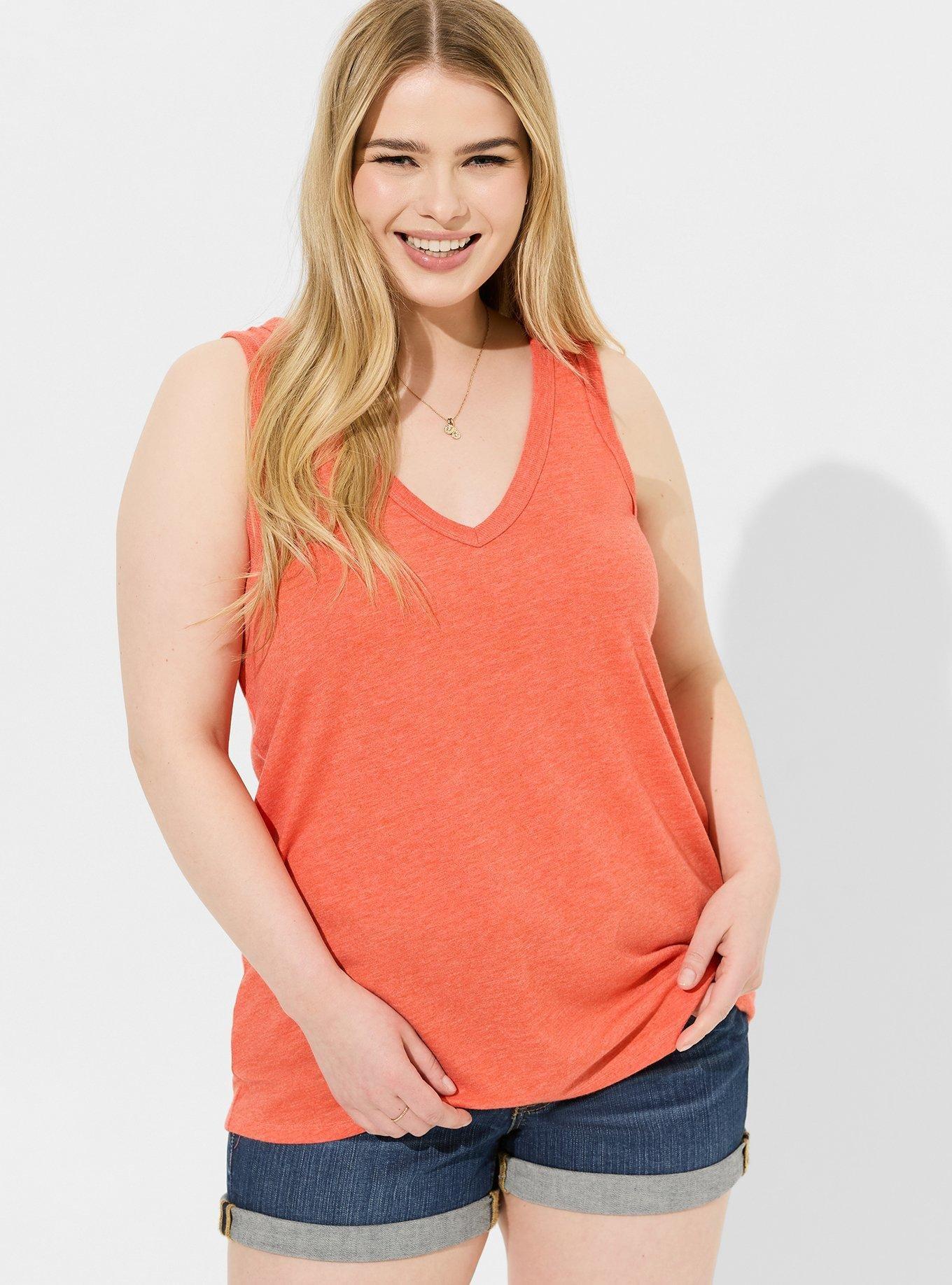 Girlfriend Signature Jersey V-Neck Tank, ORANGE.COM, alternate