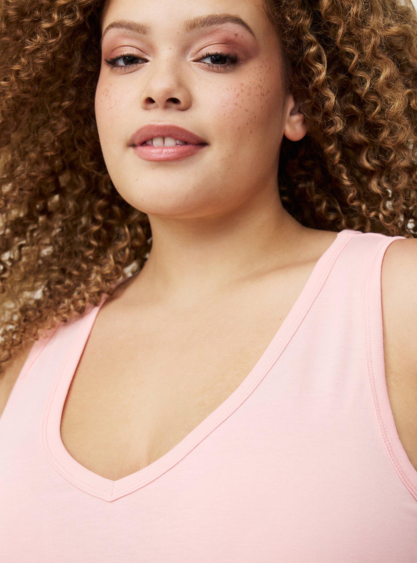 Girlfriend Signature Jersey V-Neck Tank, BLOSSOM, alternate