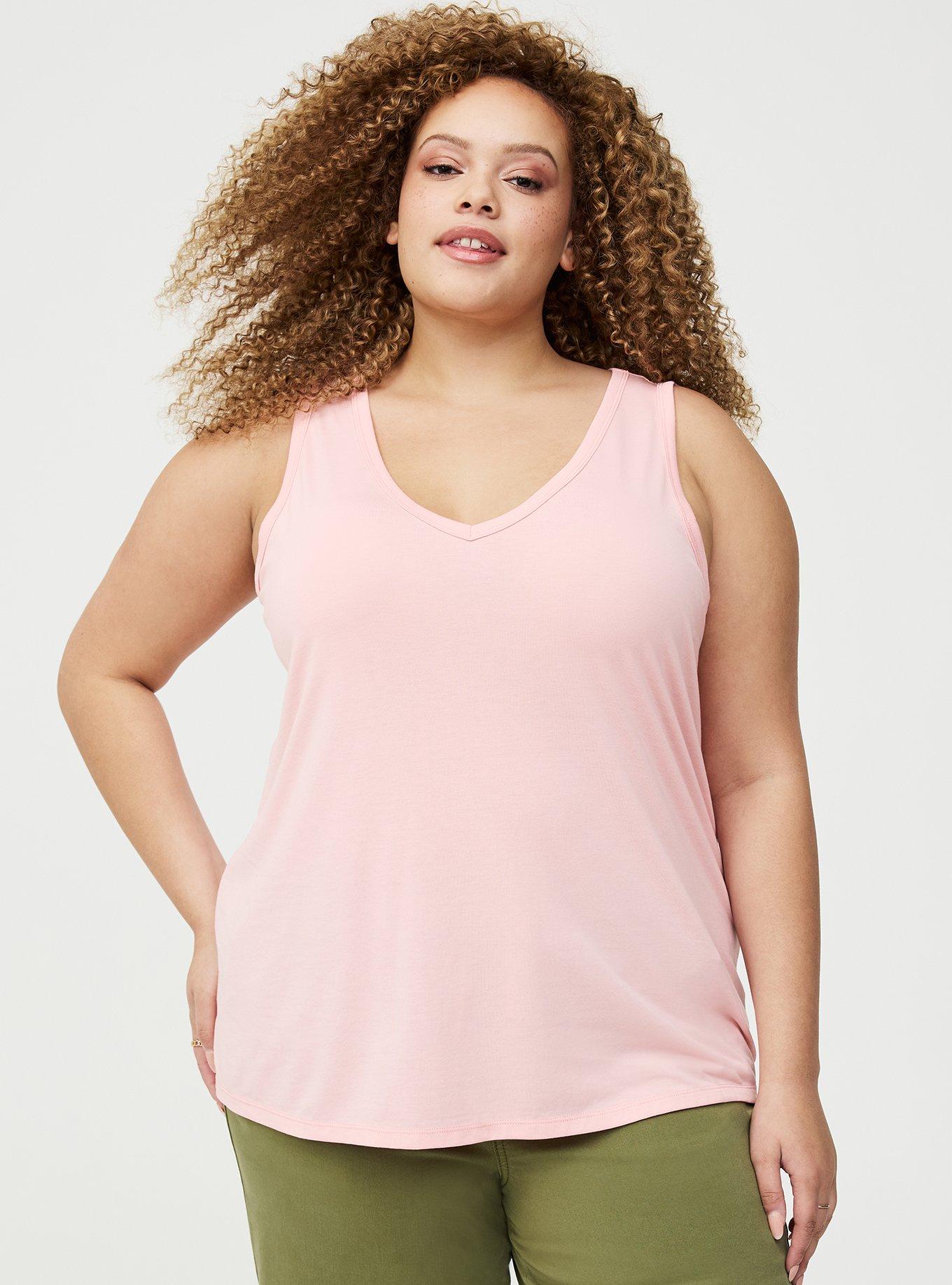 Girlfriend Signature Jersey V-Neck Tank, BLOSSOM, hi-res