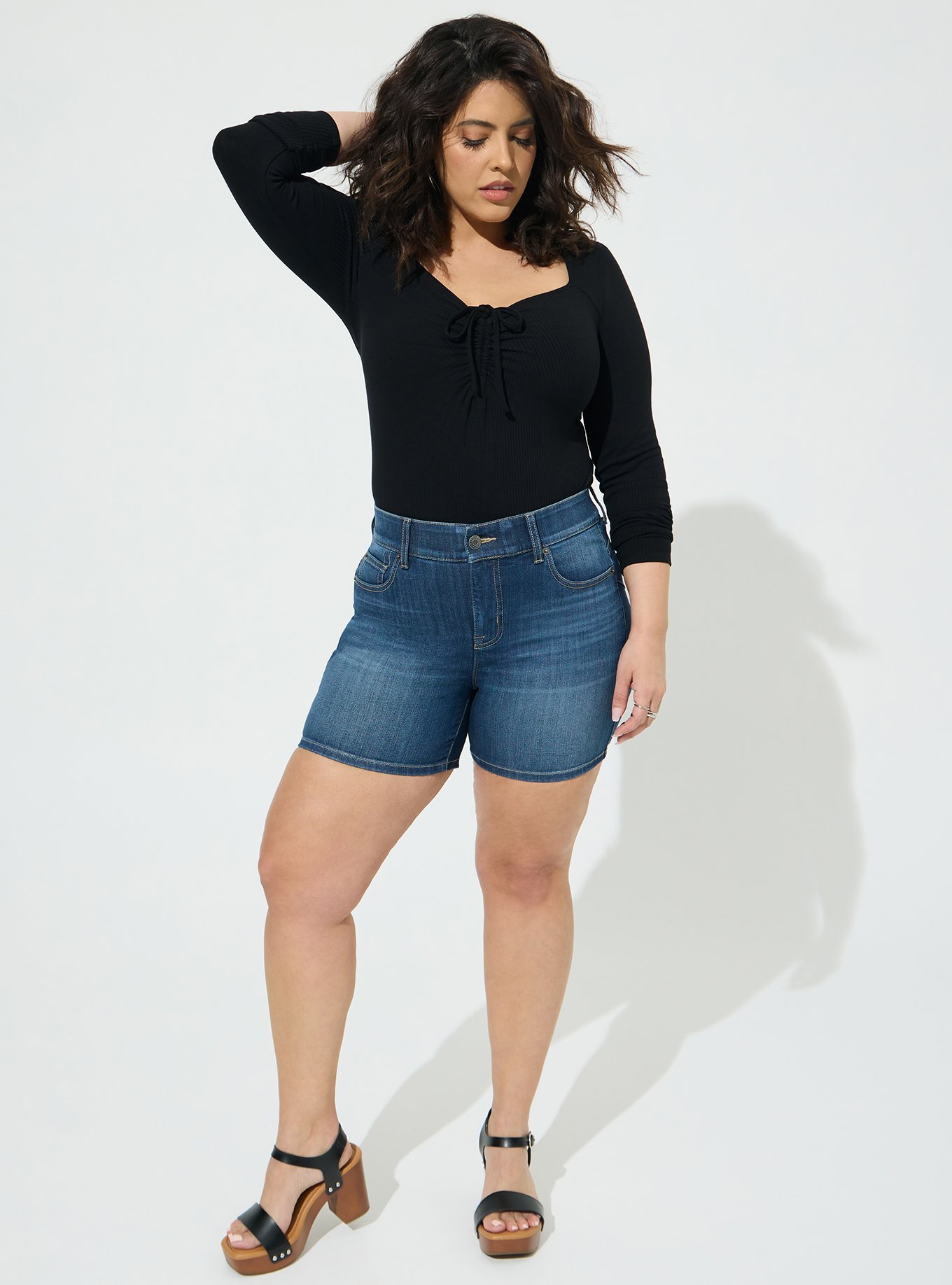 Plus Size - Everyday Rib Sweetheart Tie Front Keyhole Top - Torrid