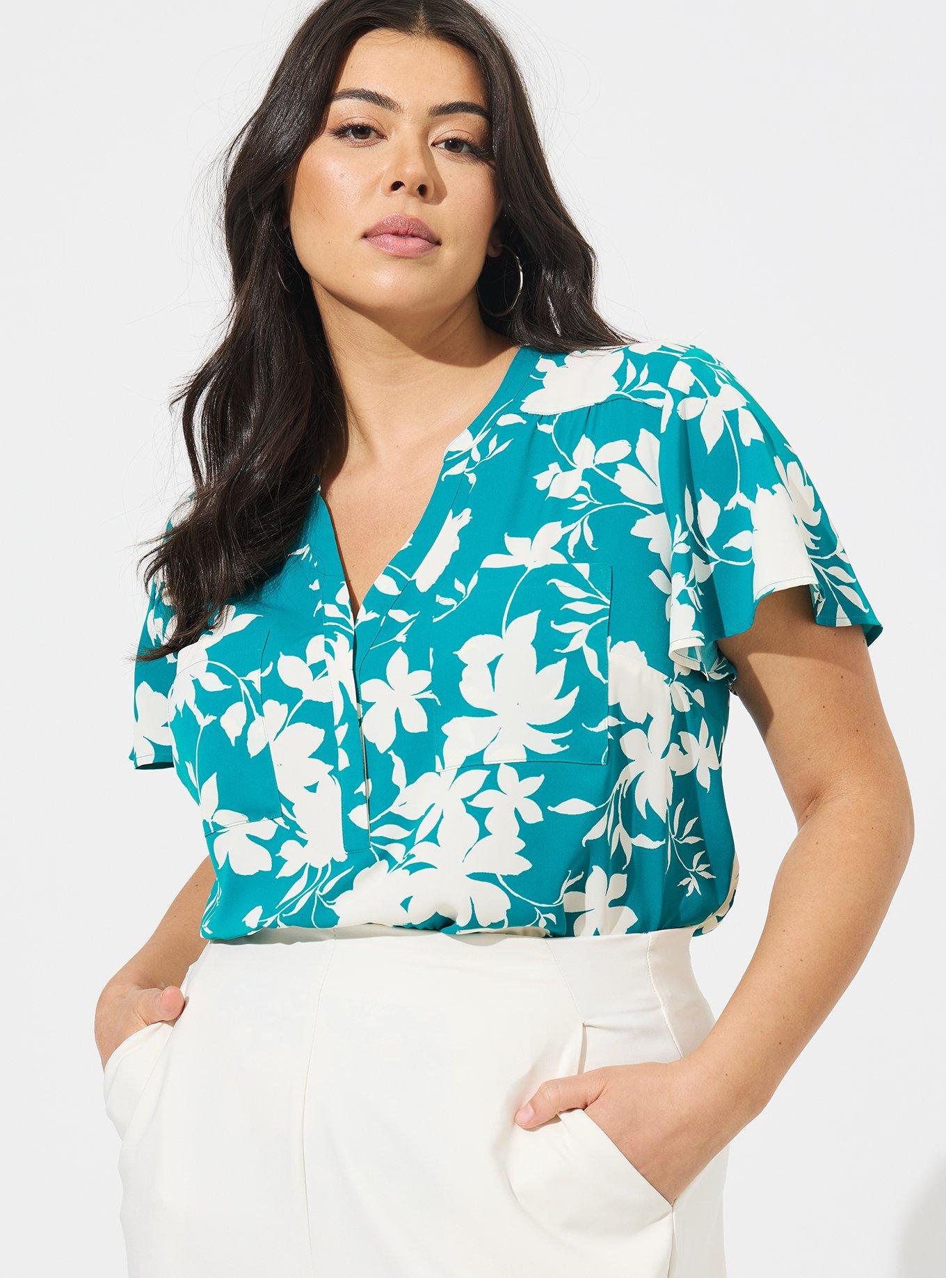 Torrid Blue Wrap Tops & Blouses