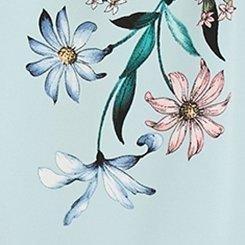 Harper Studio Crepe de Chine Flutter Short Sleeve Blouse, SHY FLORAL STERLING BLUE, swatch