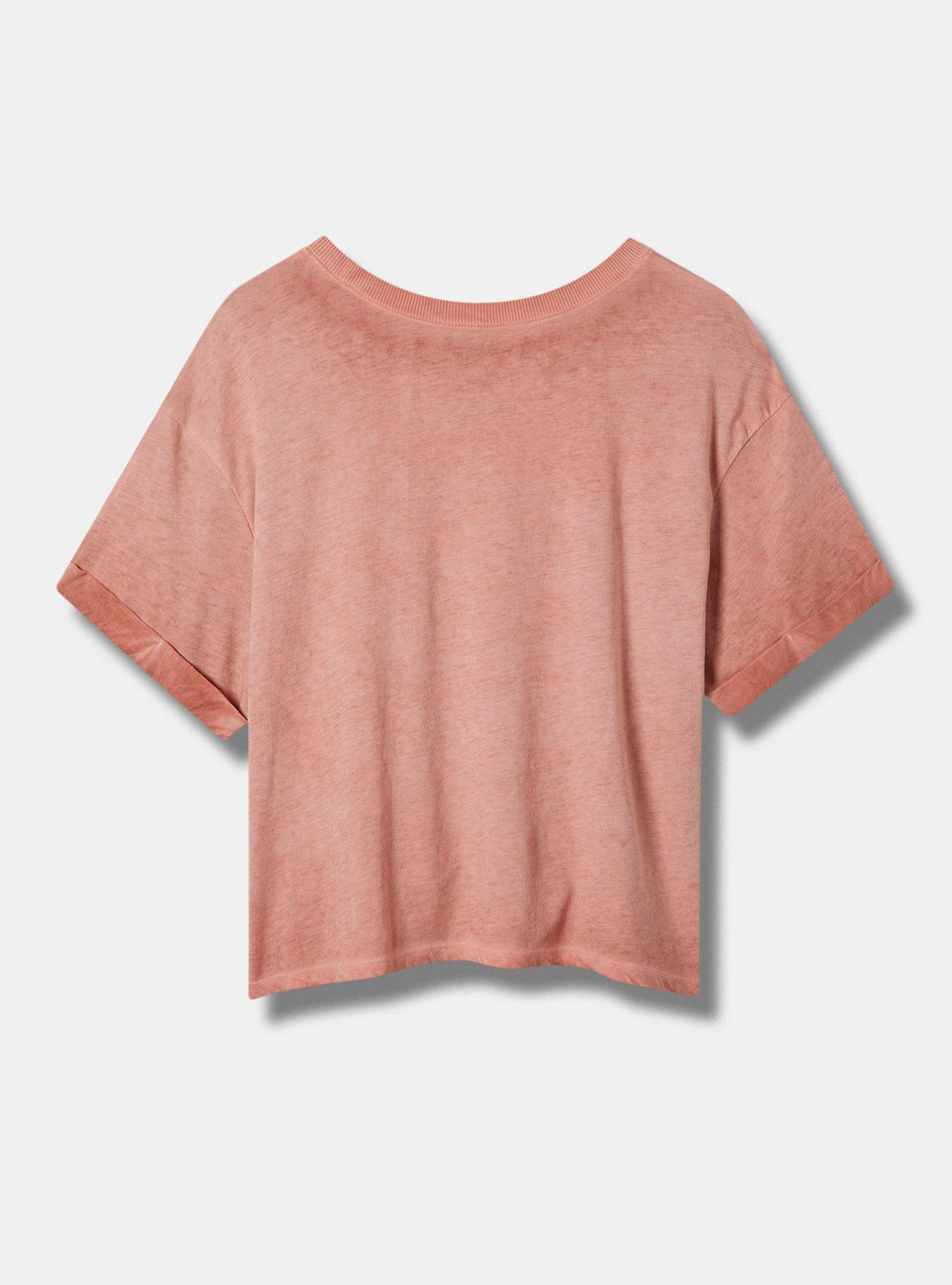 Plus Size Hello Relaxed Fit Signature Jersey Crew Neck Roll Sleeve Crop Tee, ORANGE RUST, alternate