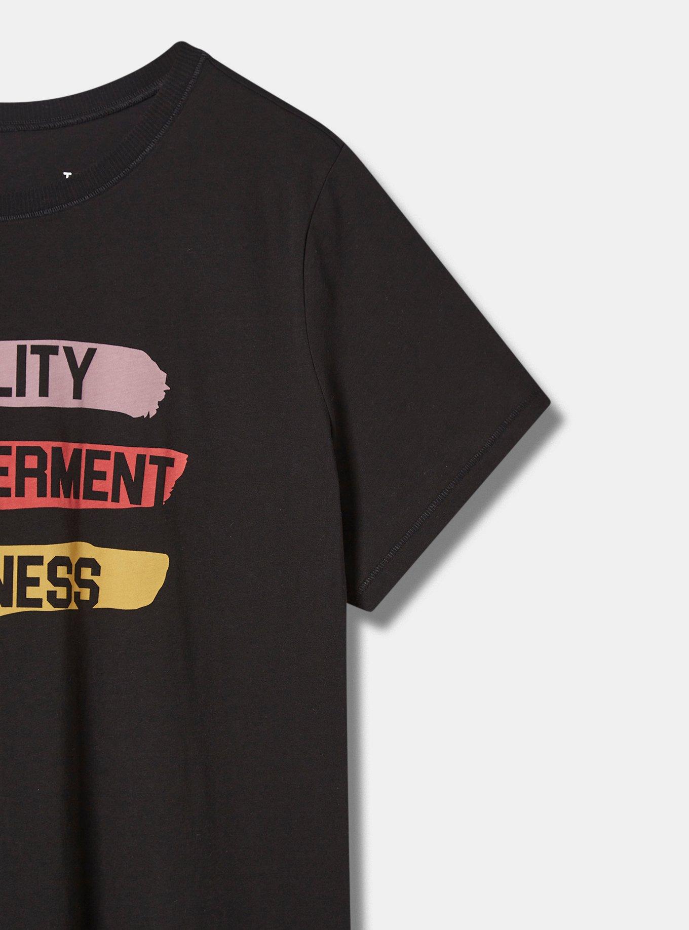 Plus Size #TORRIDSTRONG Empower Vintage Cotton Crew Neck Tee, DEEP BLACK, alternate