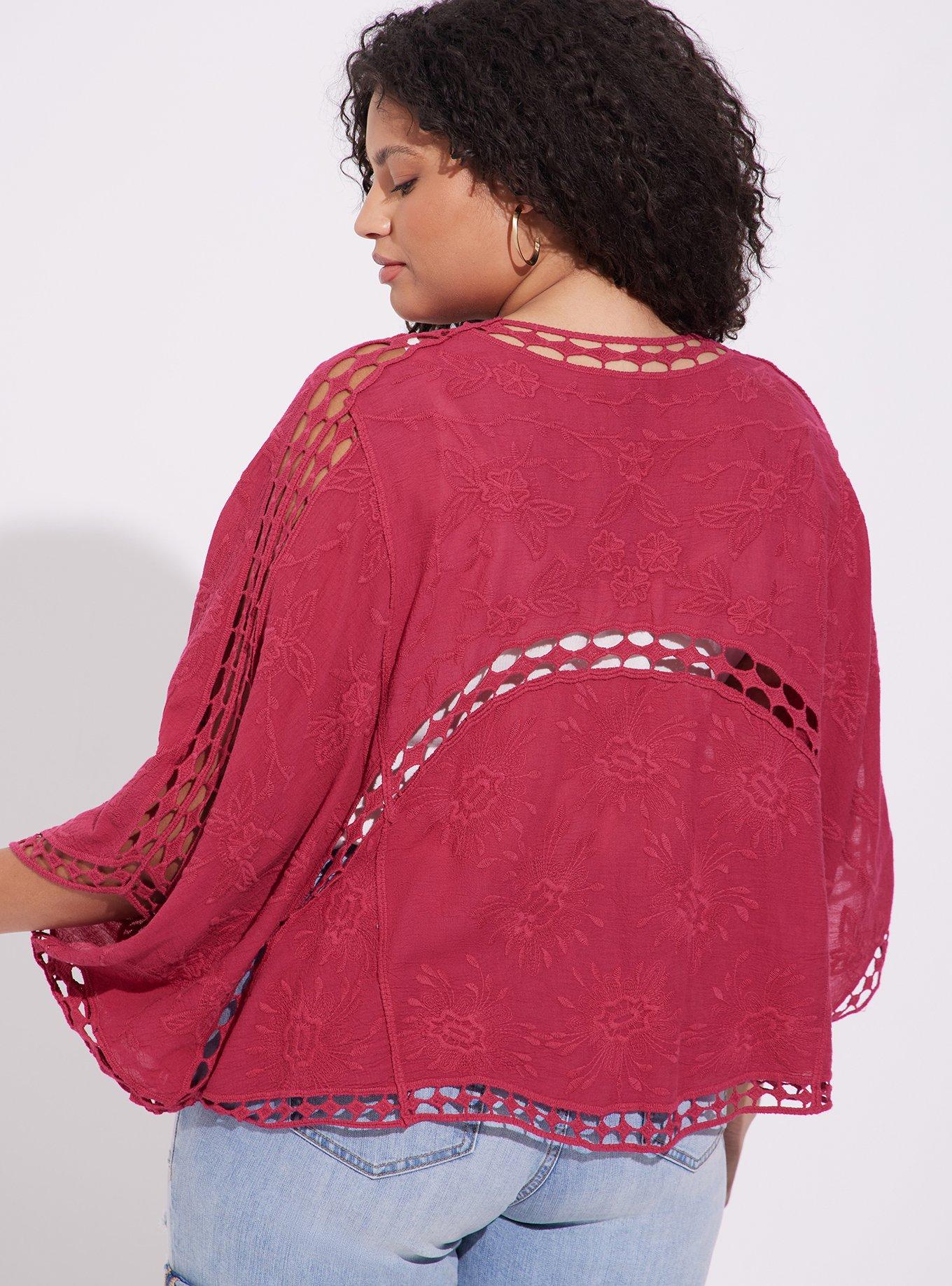Plus Size Crochet Lace Inset Kimono Torrid
