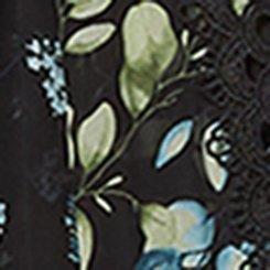 Chiffon Tie Front Maxi Kimono, SPACED EUCALYPTUS DEEP BLACK, swatch