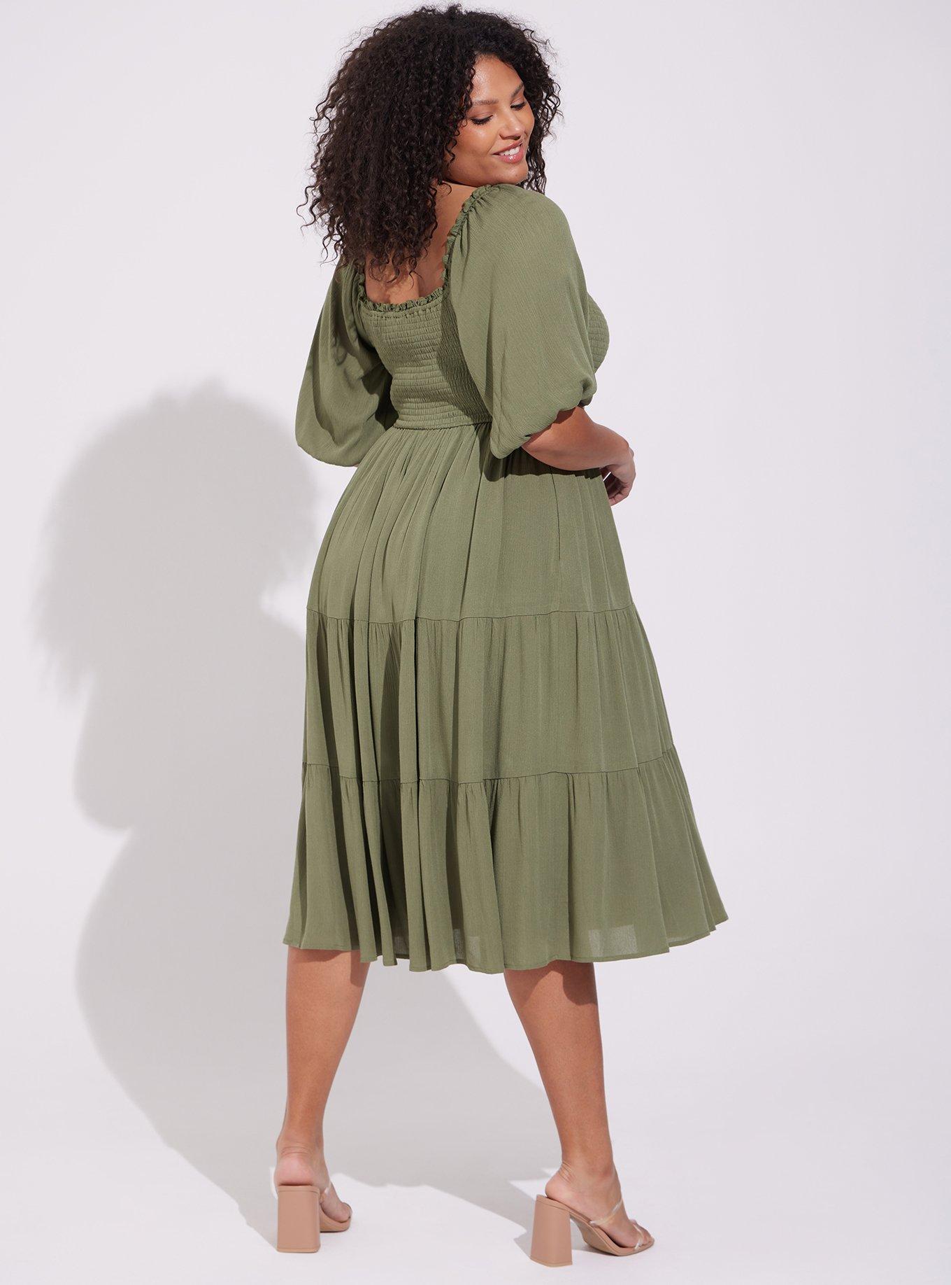 Armoire  Rent this Torrid Gauze Smocked Bodice Long Sleeve Midi Dress