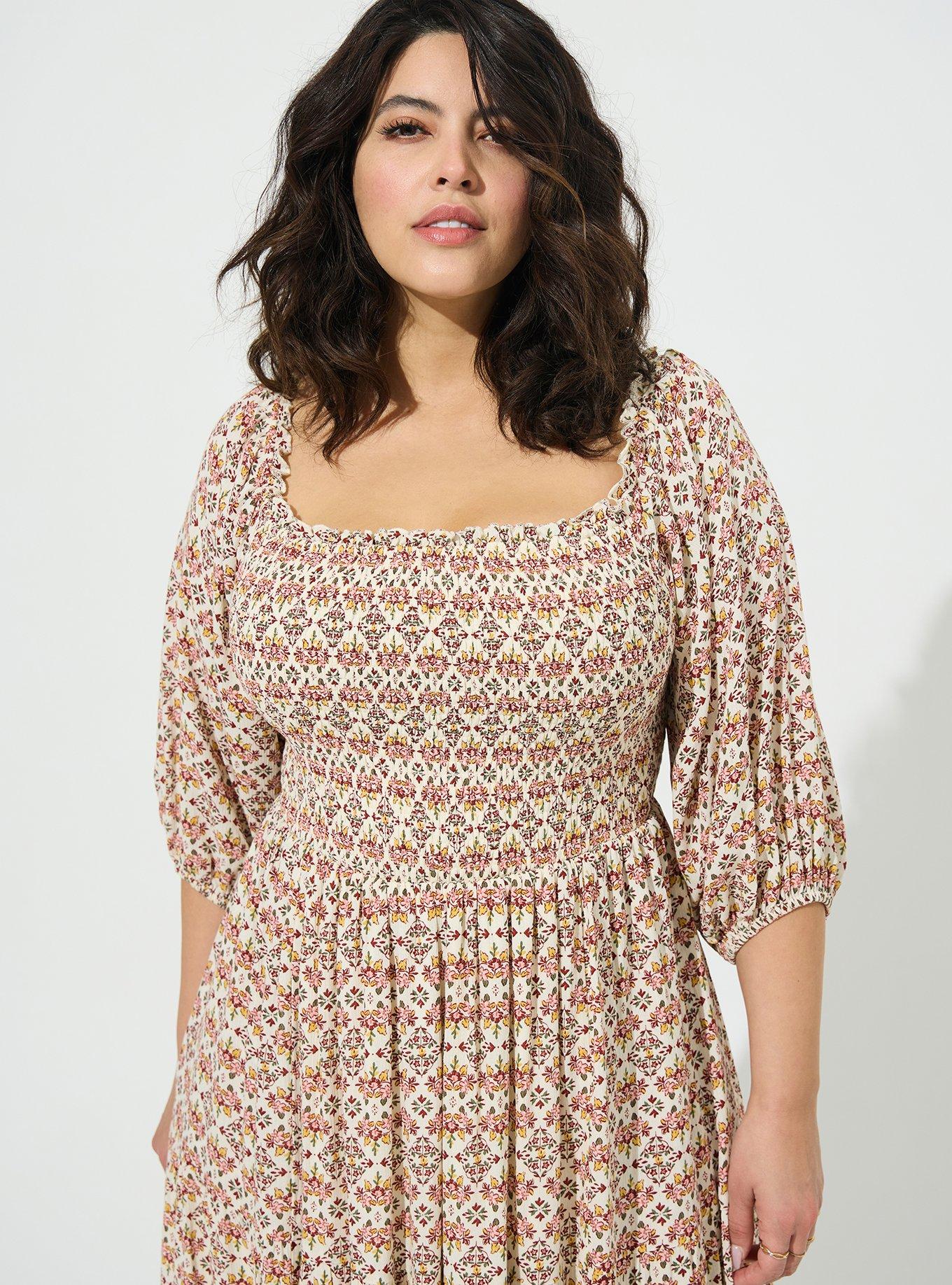 TORRID Midi Gauze Off The Shoulder Tiered Dress