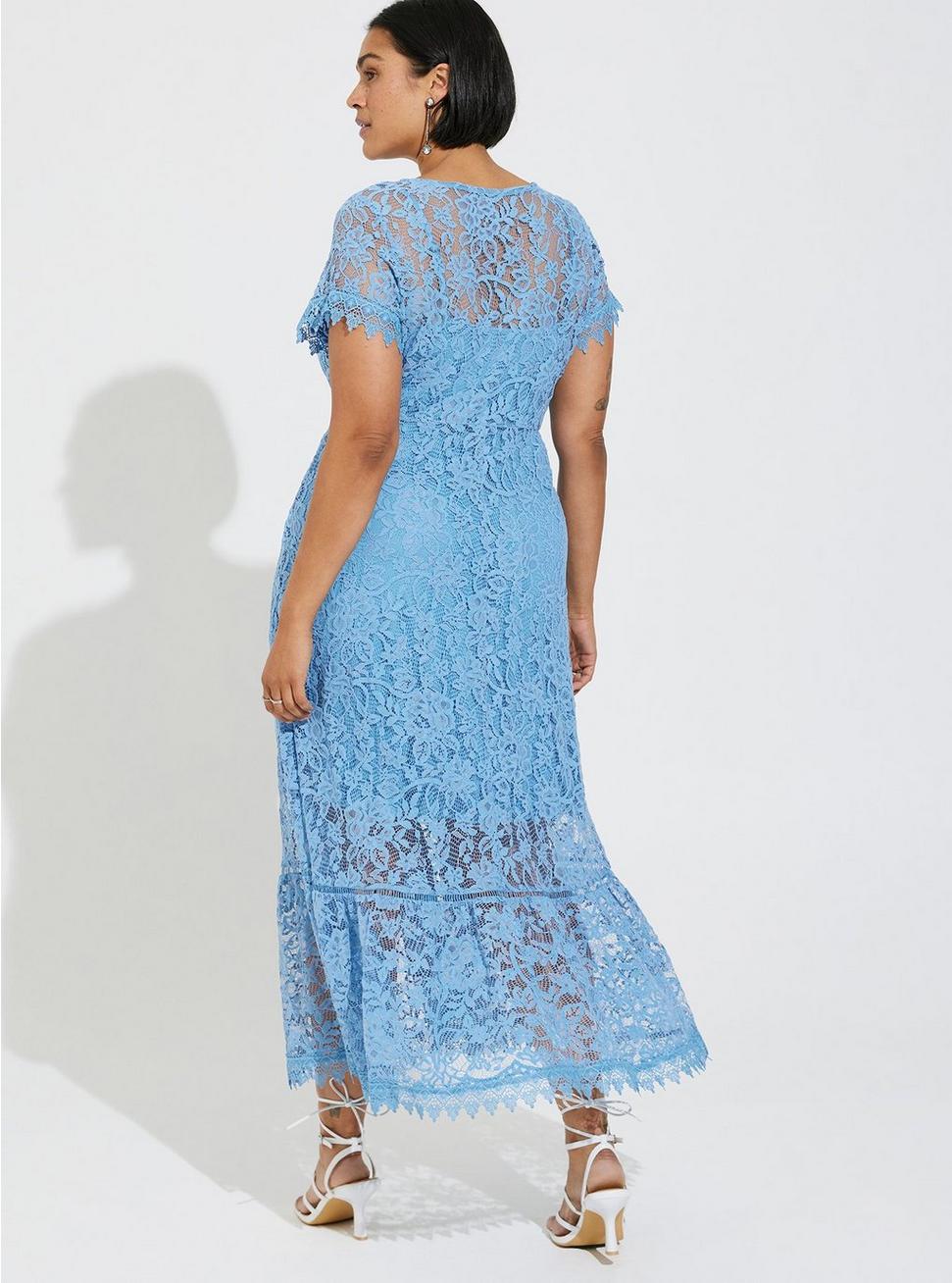 Maxi Embroidered Mesh Button Front Dress, BLISSFUL BLUE, alternate