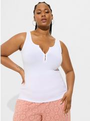 Plus Size Everyday Rib Scoop Neck Hook And Eye Tank, BRIGHT WHITE, hi-res