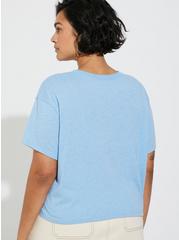Plus Size Relaxed Signature Jersey Crew Neck Crop Tee, DUST BLUE, alternate