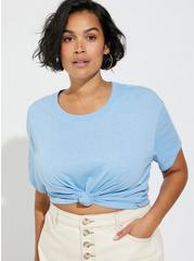 Plus Size Relaxed Signature Jersey Crew Neck Crop Tee, DUST BLUE, alternate