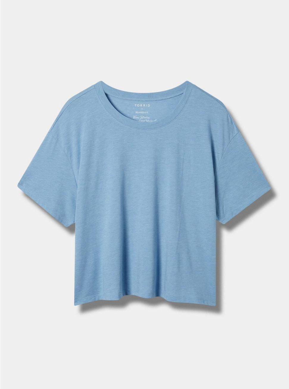 Relaxed Signature Jersey Crew Neck Crop Tee, DUST BLUE, hi-res