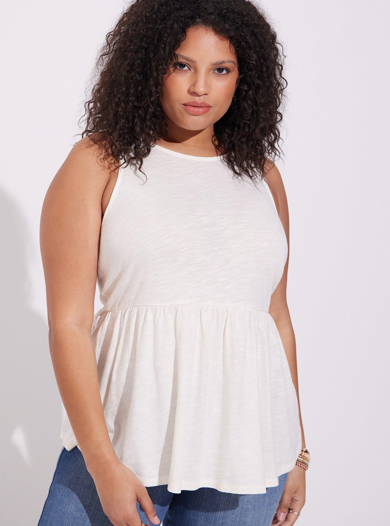 Plus Size - Cotton Modal Slub Boat Neck Babydoll Tank - Torrid