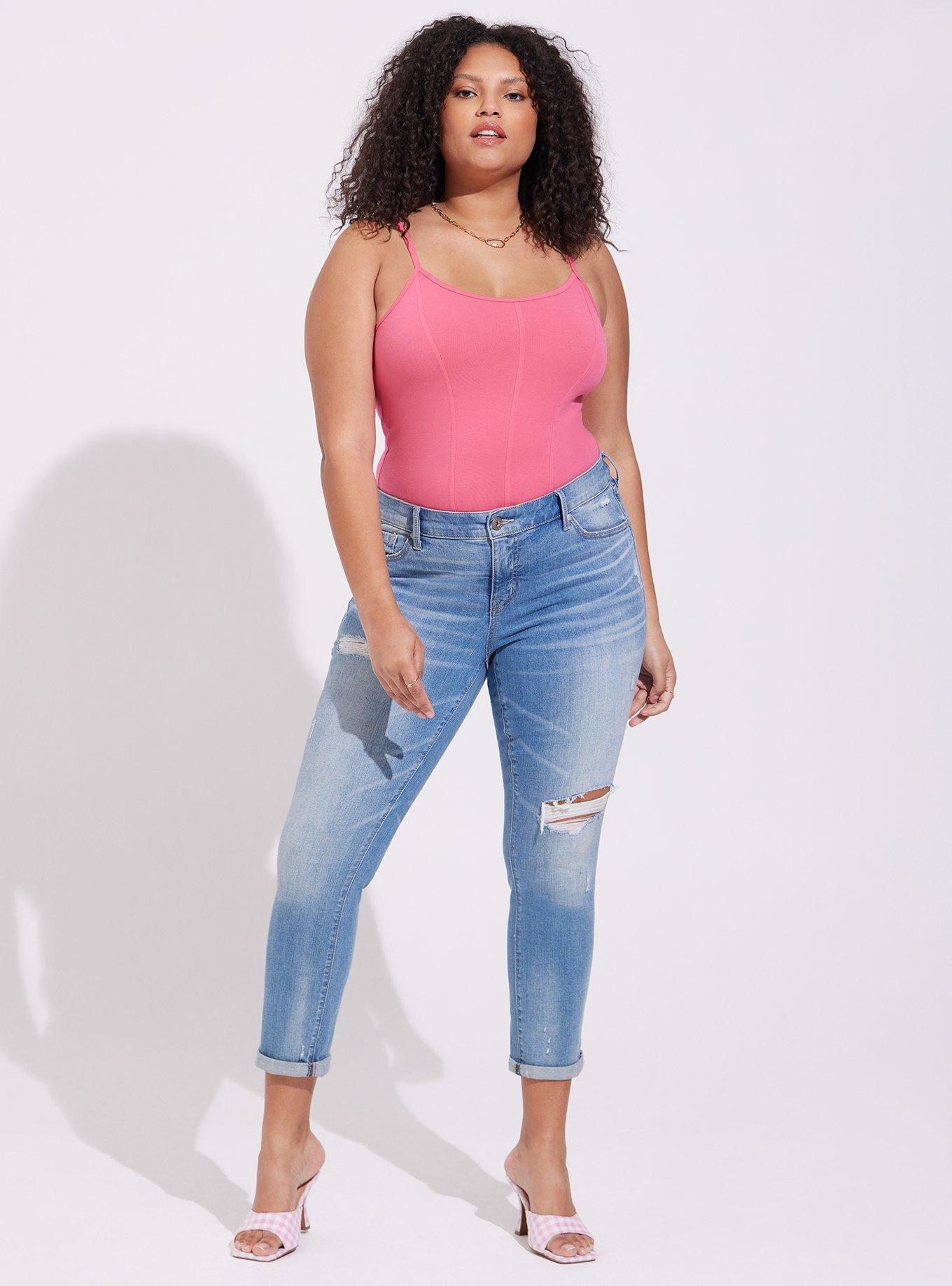Plus Size Foxy Scoop Neck Corset Seam Bodysuit, HONEYSUCKLE PINK: PINK, alternate