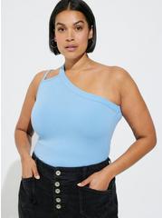 Plus Size Everyday Rib One Shoulder Cut Out Cami, DUST BLUE, alternate