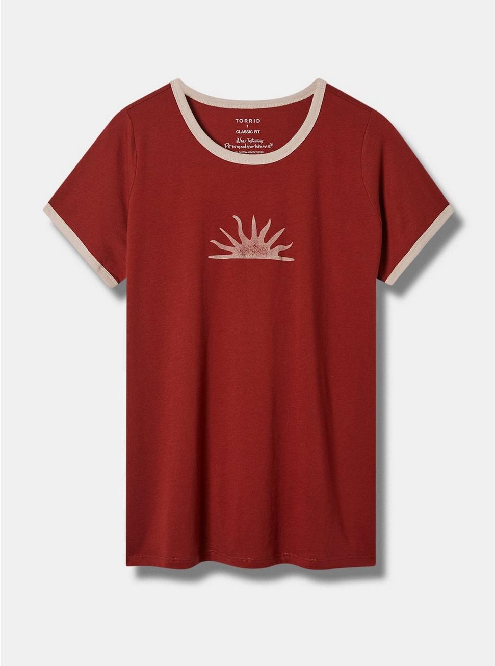 Sun Rays Classic Fit Cotton Crew Neck Ringer Tee, BROWN, hi-res