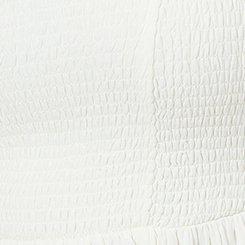 Rayon Slub Smocked Bodice Long Sleeve Crop Blouse , CLOUD DANCER, swatch