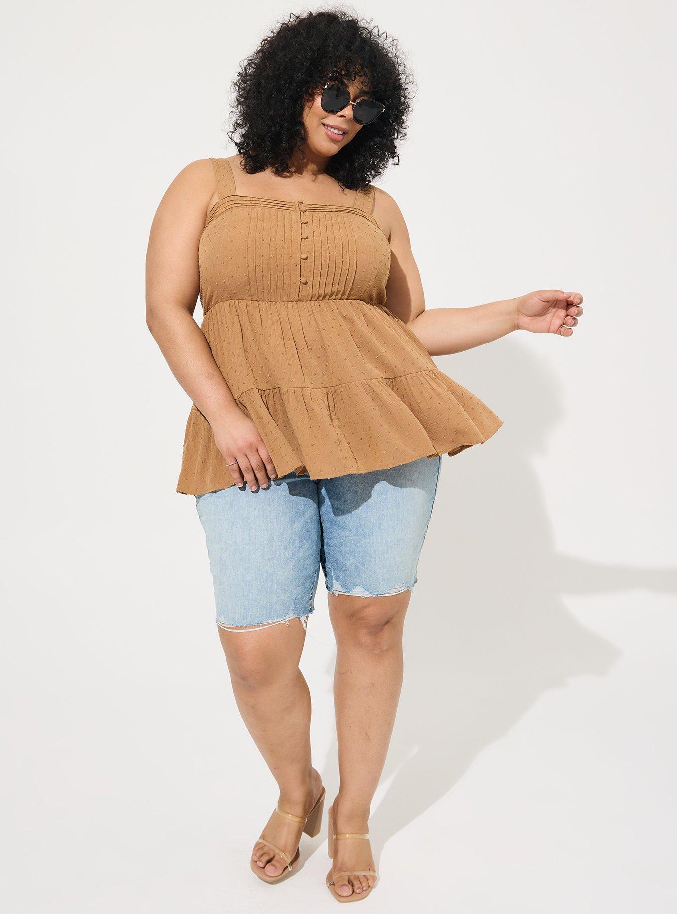 Swiss Dot Washable Gauze Tiered Pin Tuck Tank