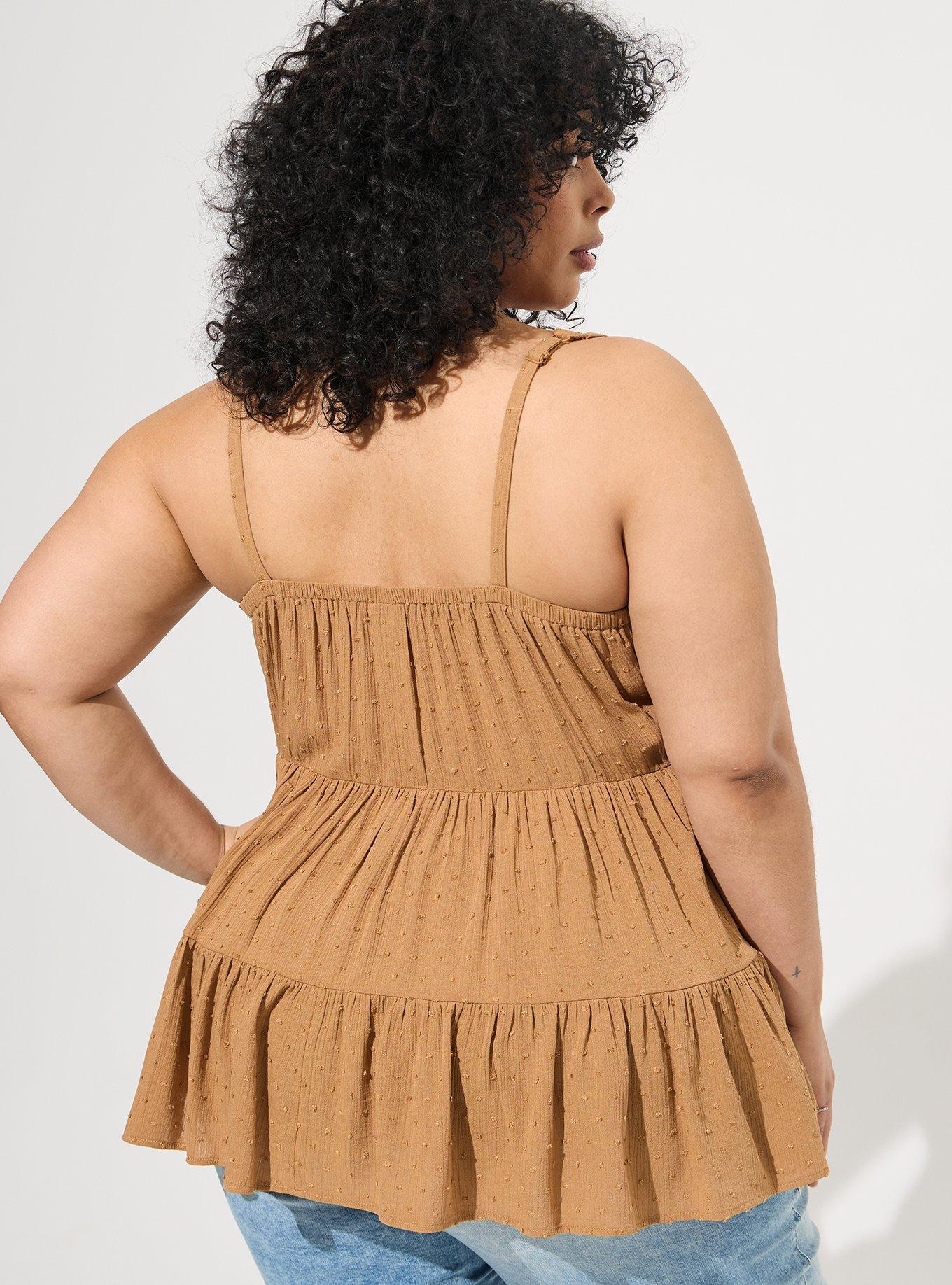 Swiss Dot Washable Gauze Tiered Pin Tuck Tank
